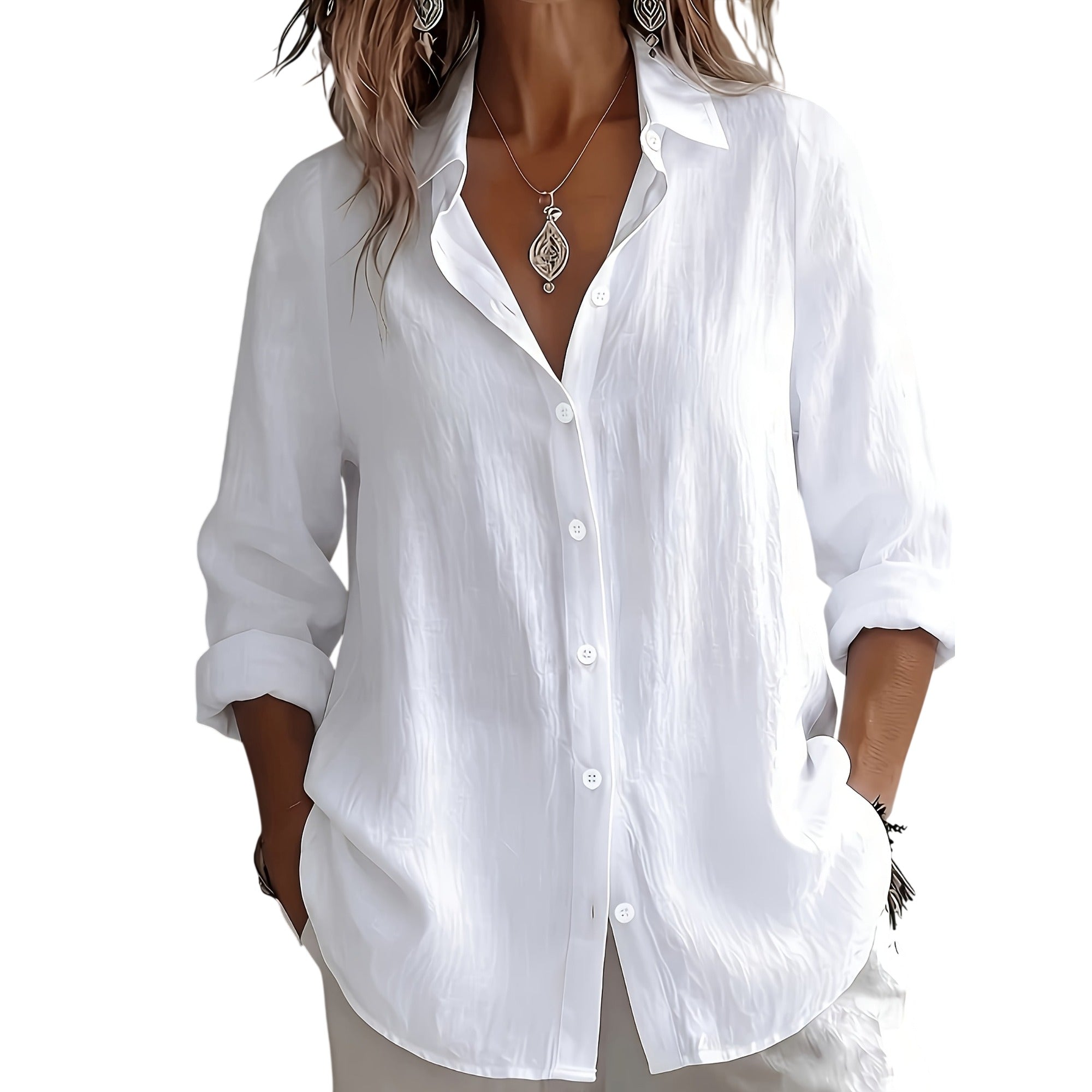 Atelier Rivelle | Chemise Lin Femme Été Col V Ample Bohème Légère