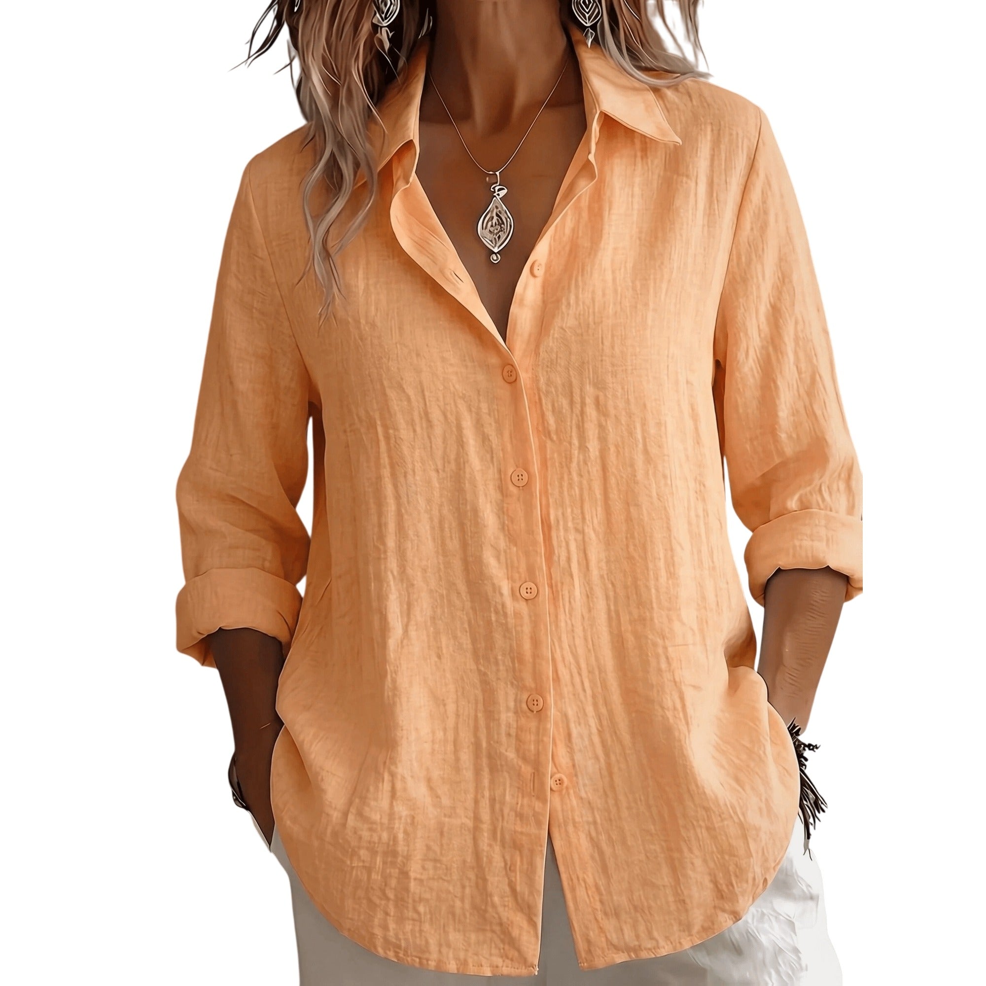Atelier Rivelle | Chemise Lin Femme Été Col V Ample Bohème Légère