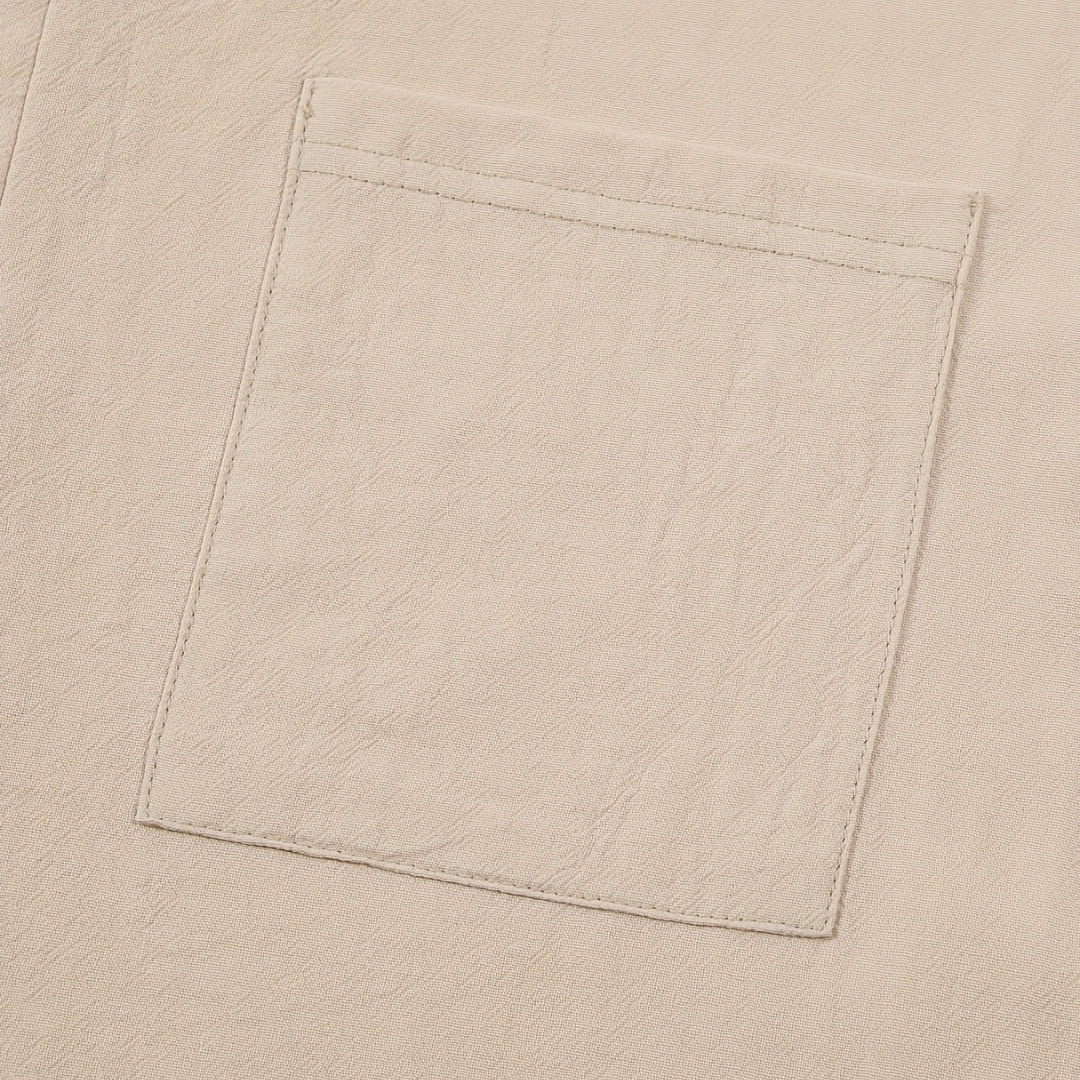 Atelier Rivelle | Chemise Lin Homme Été Col Mao Manches Courtes Décontractée