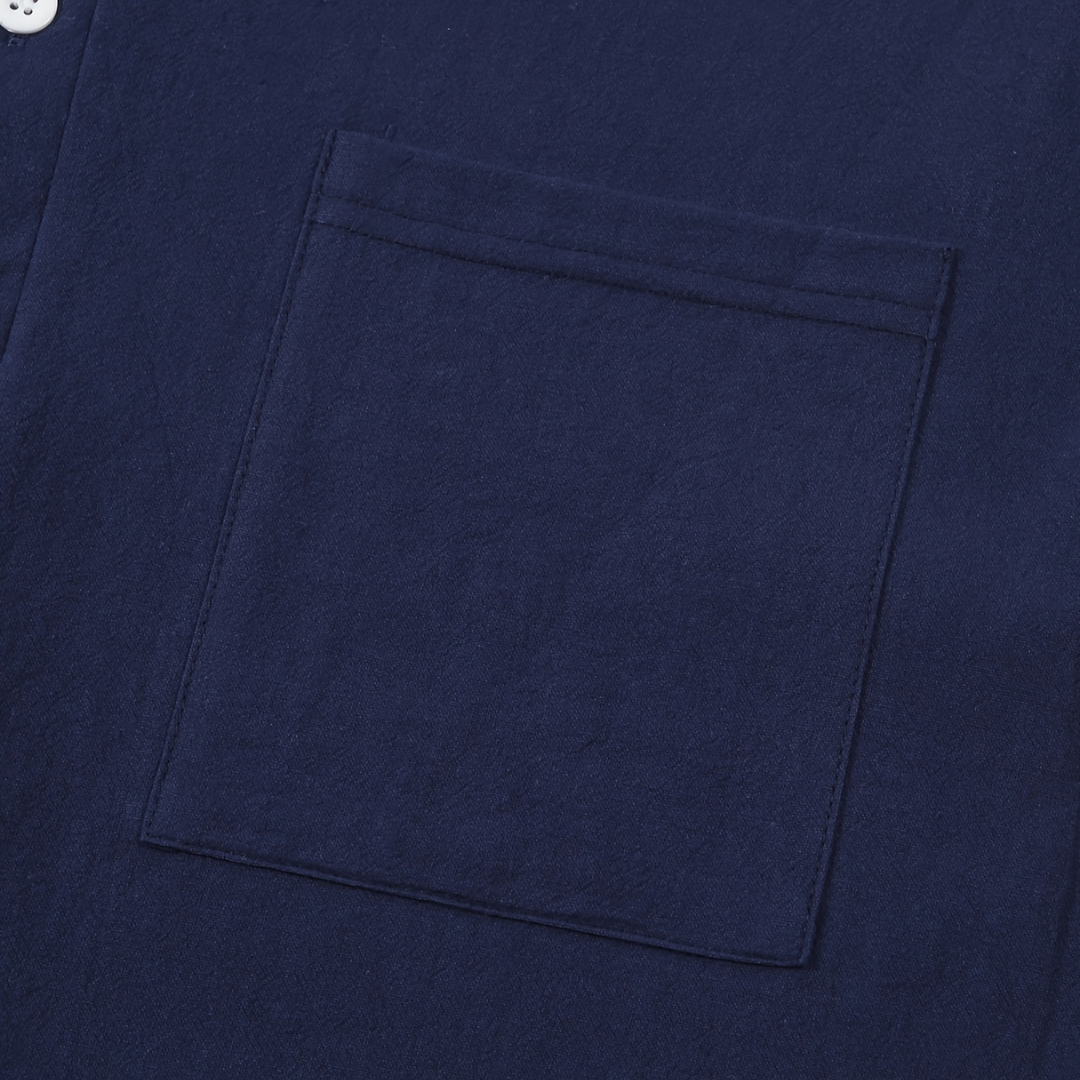 Atelier Rivelle | Chemise Lin Homme Été Col Mao Manches Courtes Décontractée