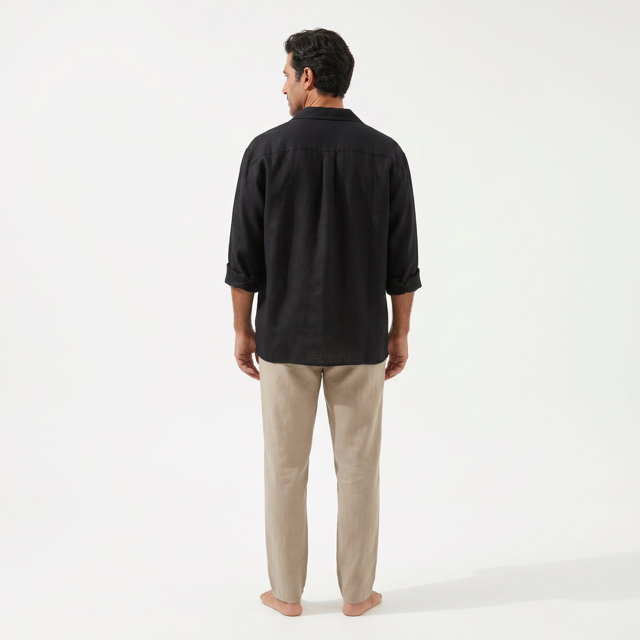 Atelier Rivelle | Chemise Lin Homme Mi-Saison Col Montant Respirant Décontracté