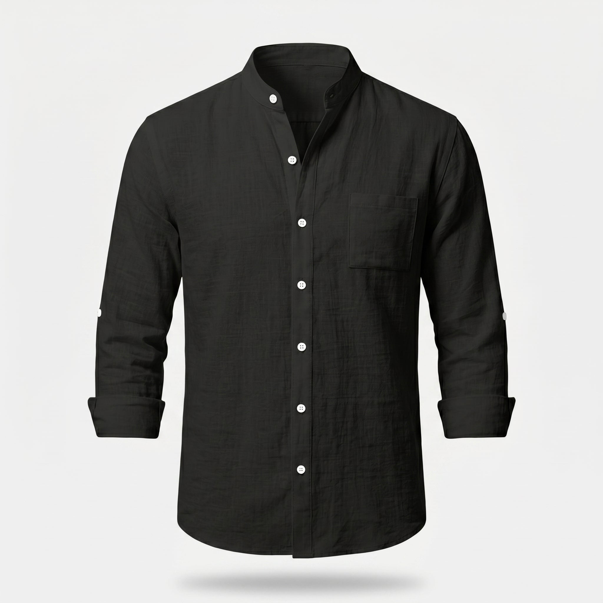 Atelier Rivelle | Chemise Lin Homme Mi-Saison Col Montant Respirant Décontracté