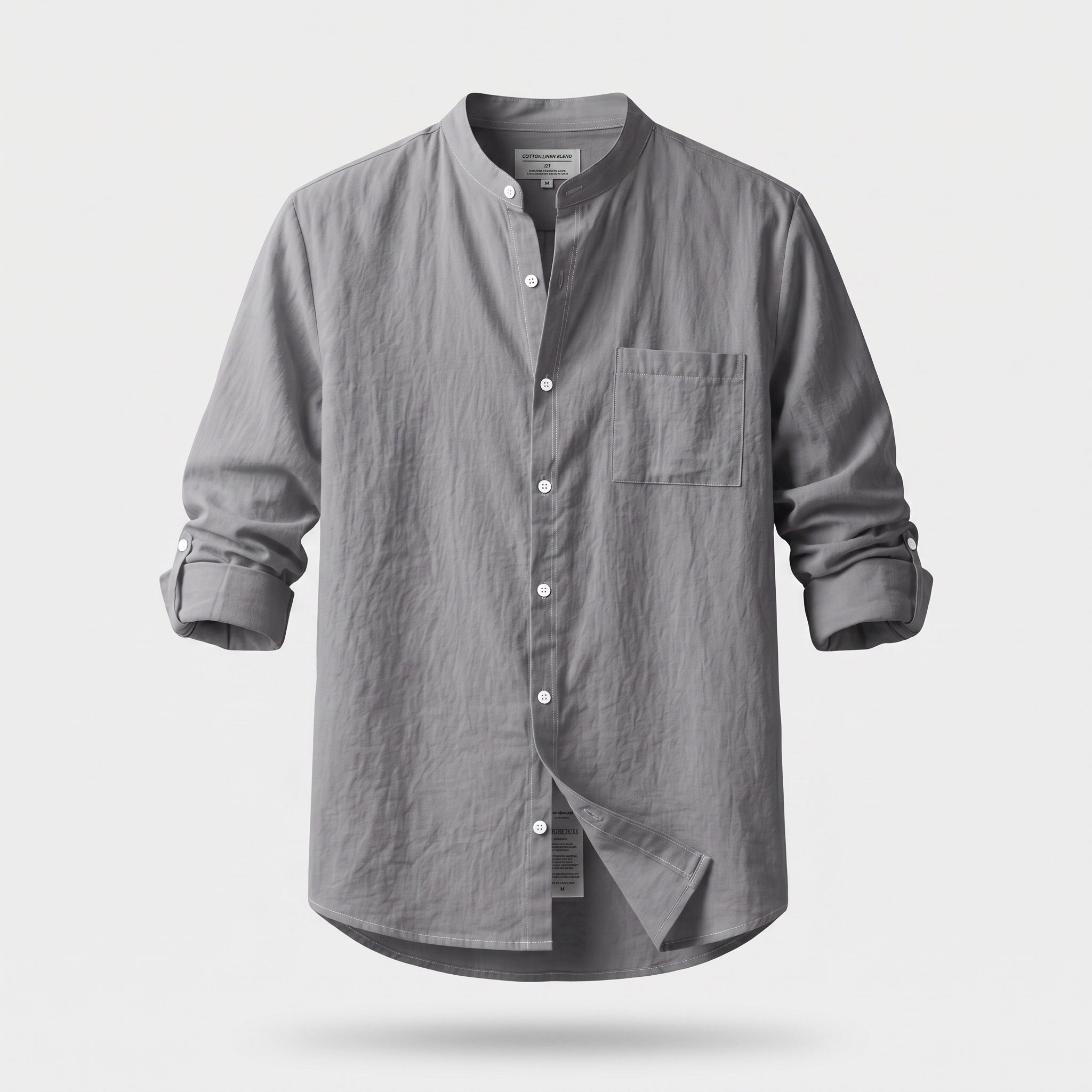 Atelier Rivelle | Chemise Lin Homme Mi-Saison Col Montant Respirant Décontracté