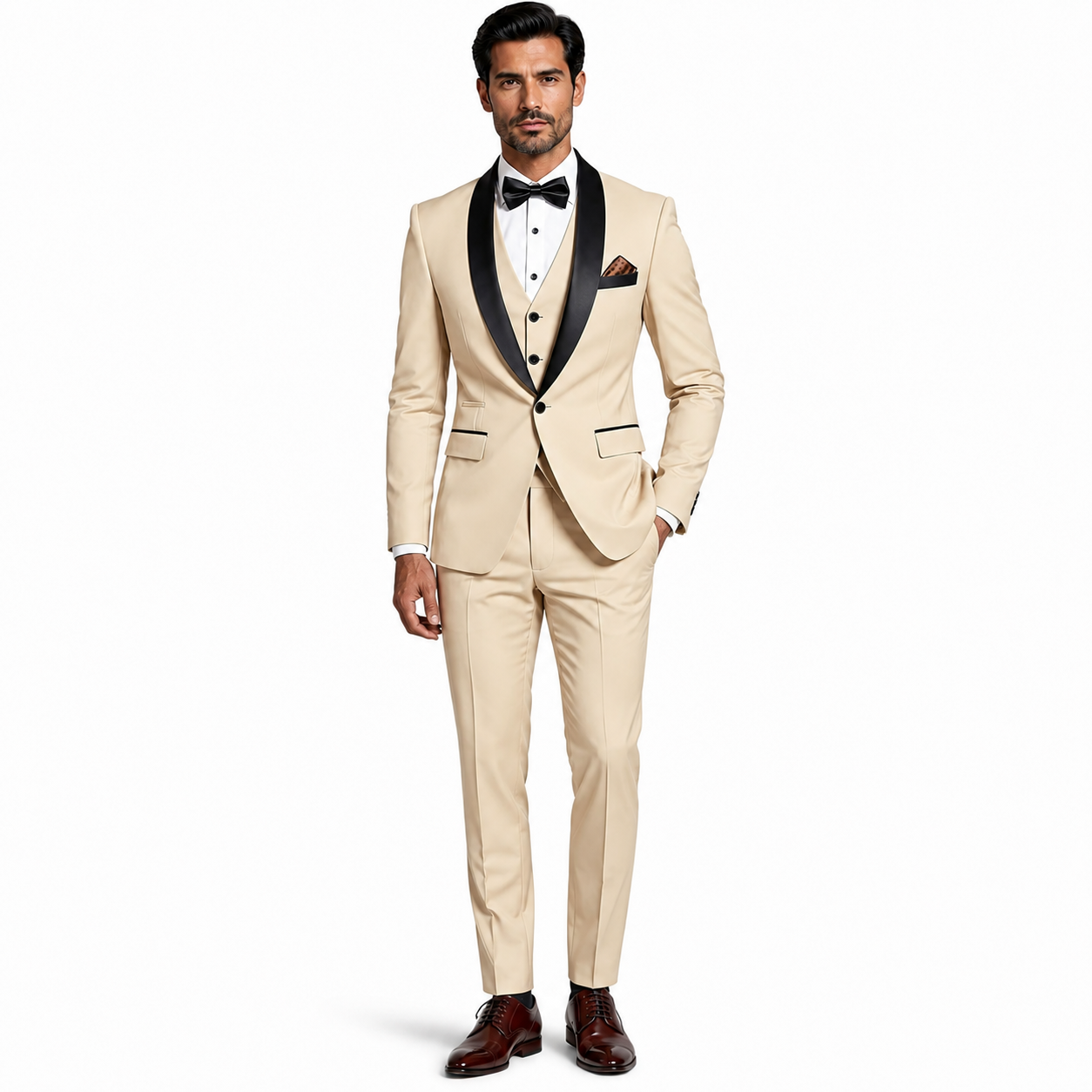 Atelier Rivelle | Costume Homme 3 Pièces Blazer Gilet Pantalon Élégant Mariage Beige