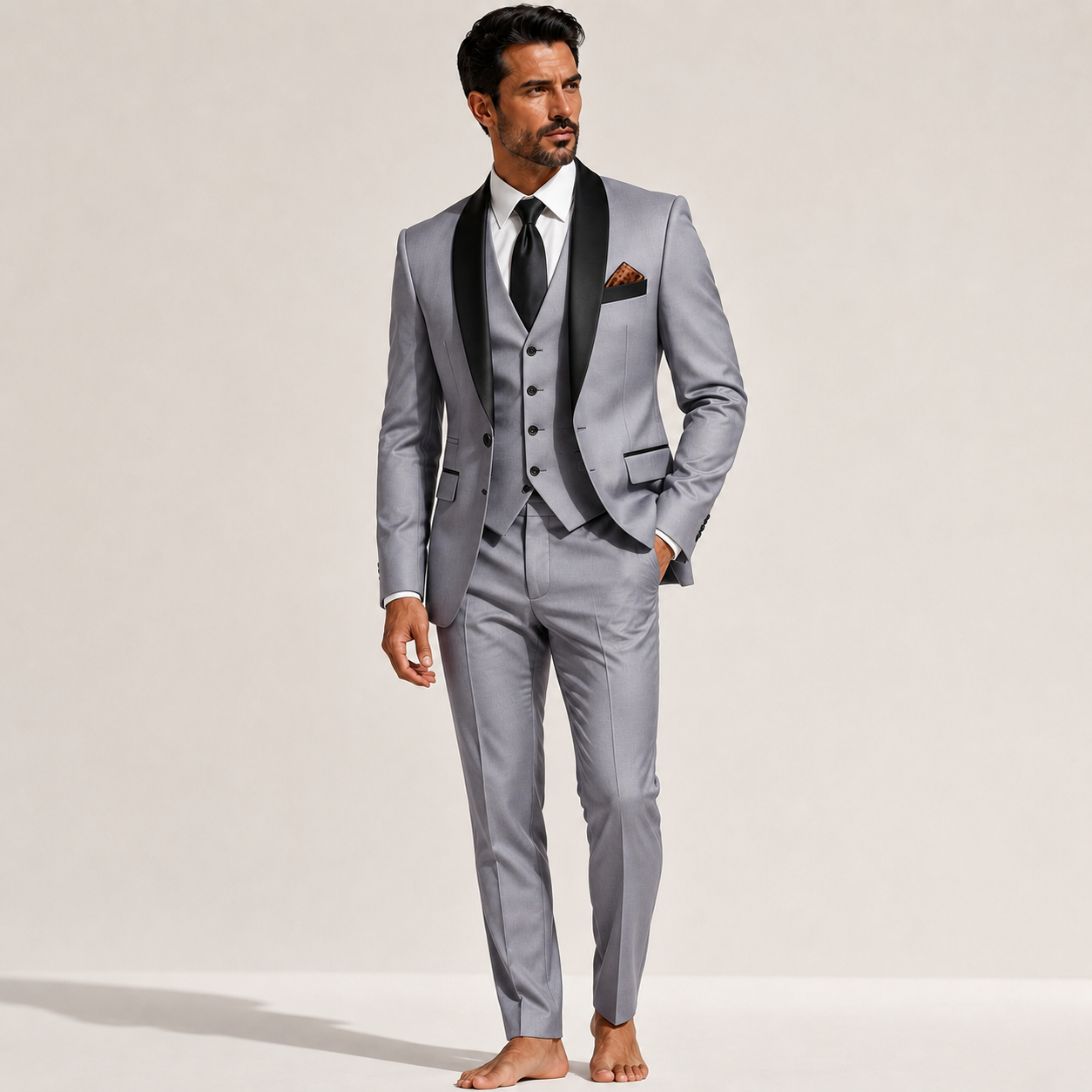 Atelier Rivelle | Costume Homme 3 Pièces Blazer Gilet Pantalon Élégant Mariage Gris