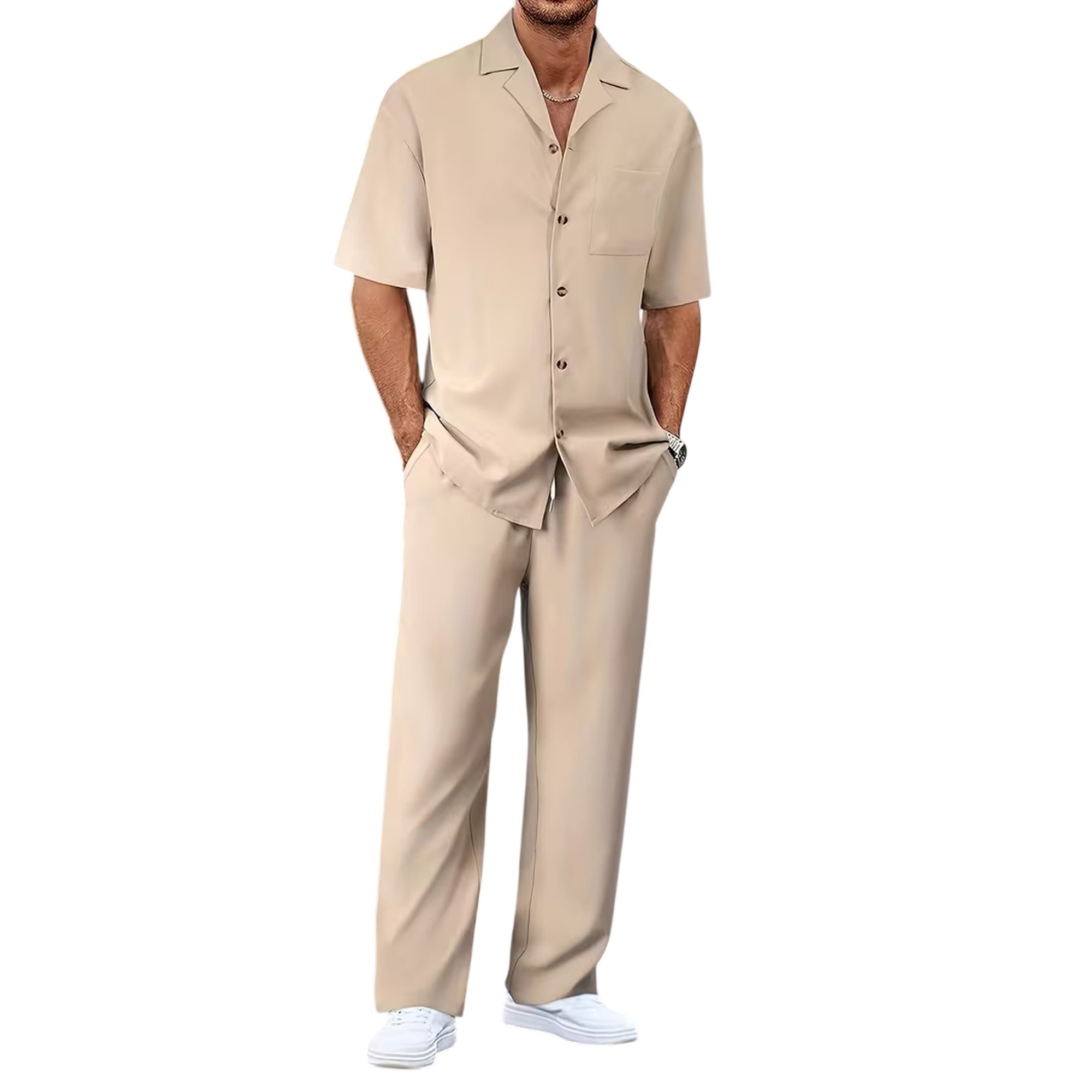 Atelier Rivelle | Ensemble Chemise Pantalon Homme Été Ample Léger Décontracté