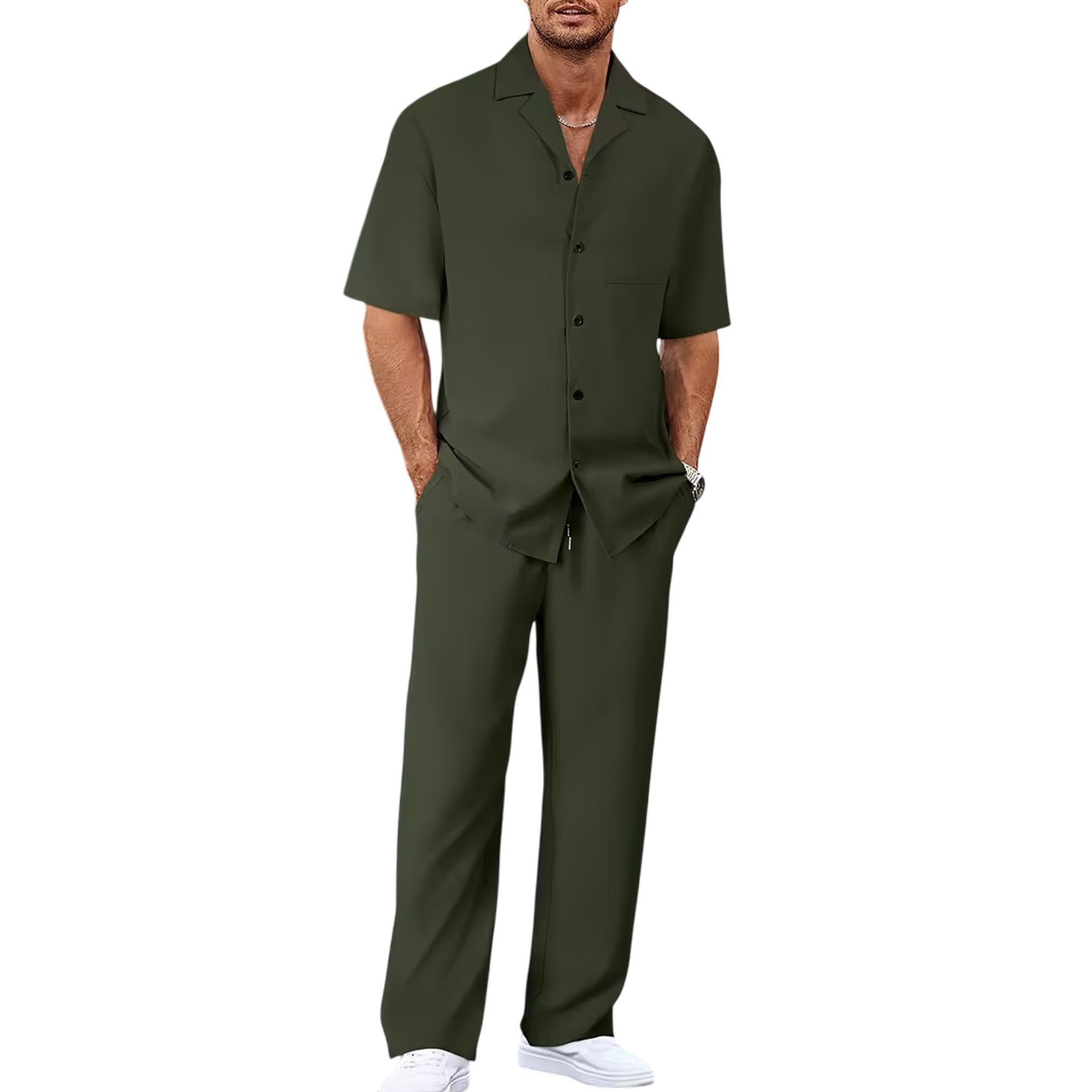 Atelier Rivelle | Ensemble Chemise Pantalon Homme Été Ample Léger Décontracté