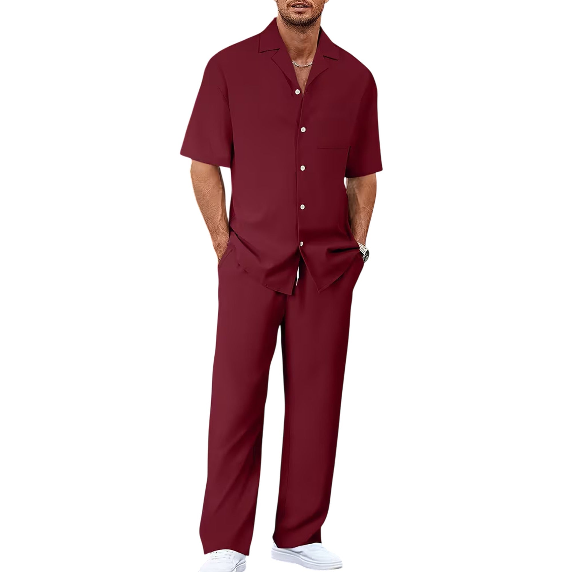 Atelier Rivelle | Ensemble Chemise Pantalon Homme Été Ample Léger Décontracté