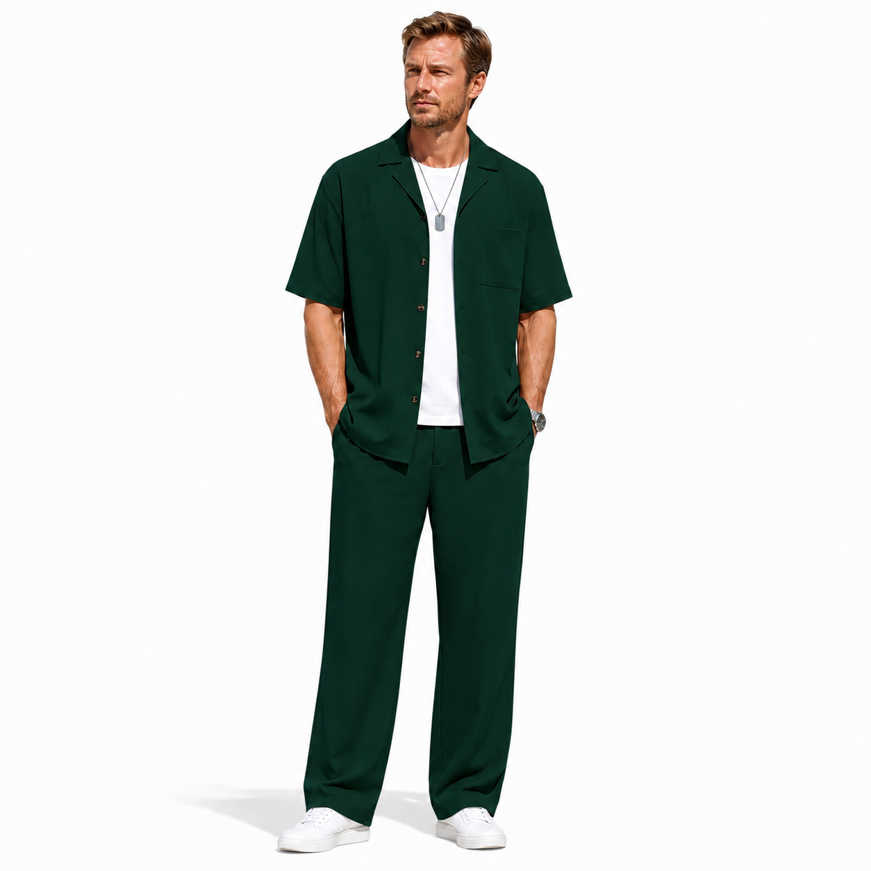 Atelier Rivelle | Ensemble Chemise Pantalon Homme Été Ample Léger Décontracté