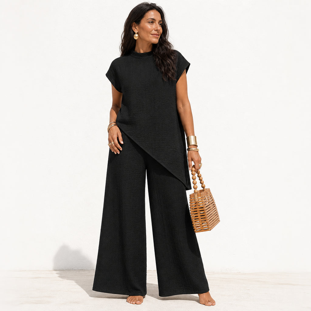 Atelier Rivelle | Ensemble Femme Automne Fluide Ourlet Asymétrique Décontracté