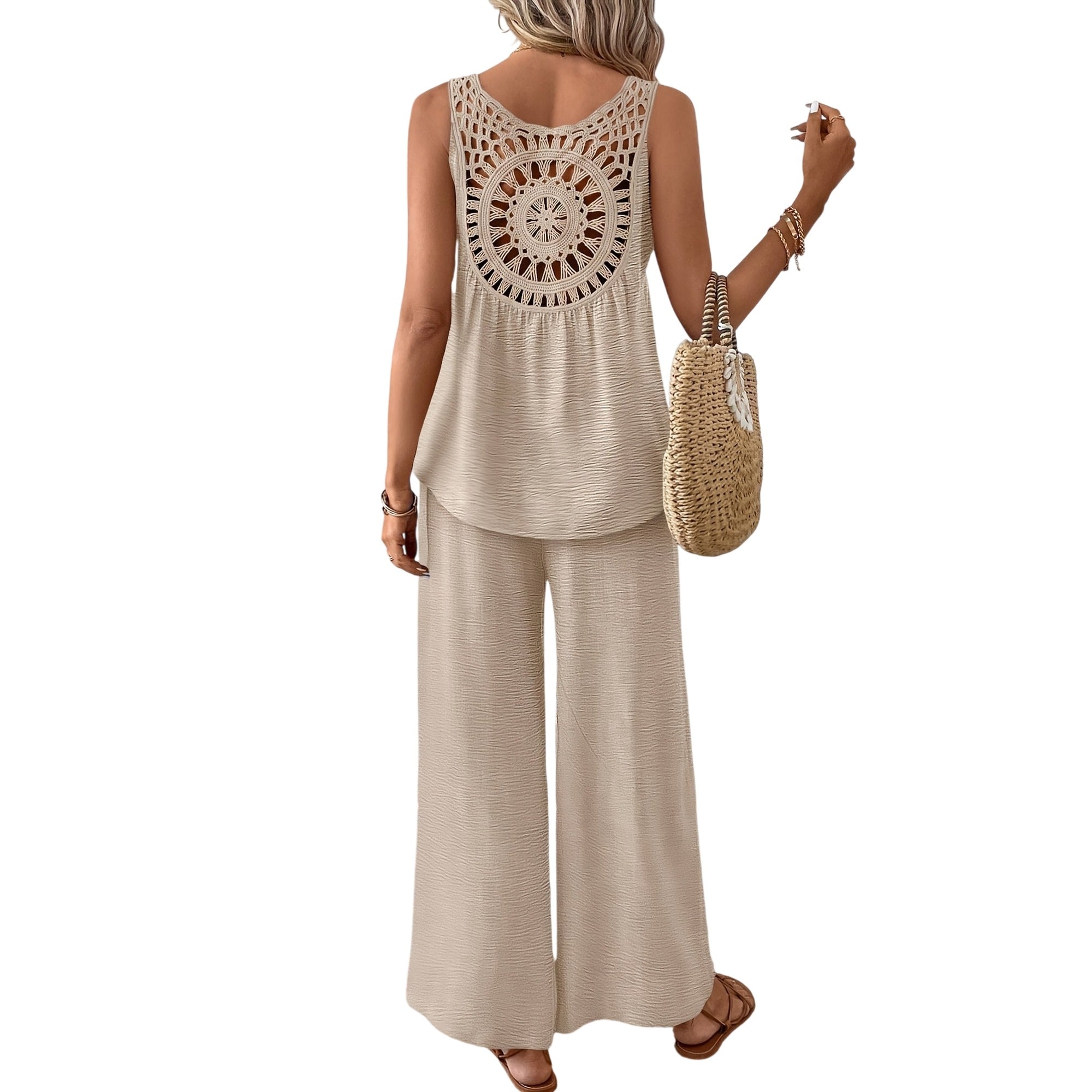 Atelier Rivelle | Ensemble Femme Été Élégant Fluide Sans Manches Poches Chic