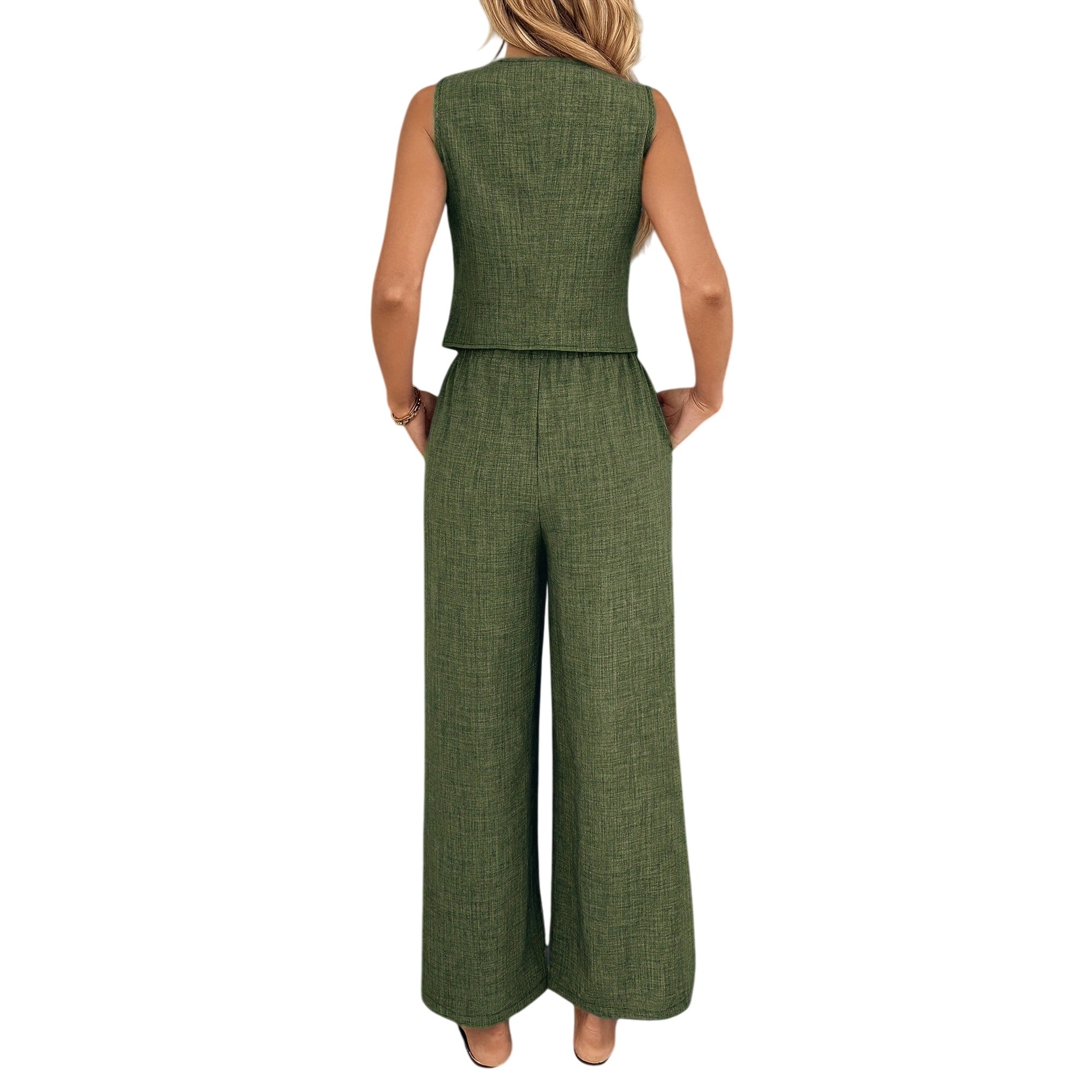 Atelier Rivelle | Ensemble Femme Été Gilet Pantalon Fluide Léger Élégant