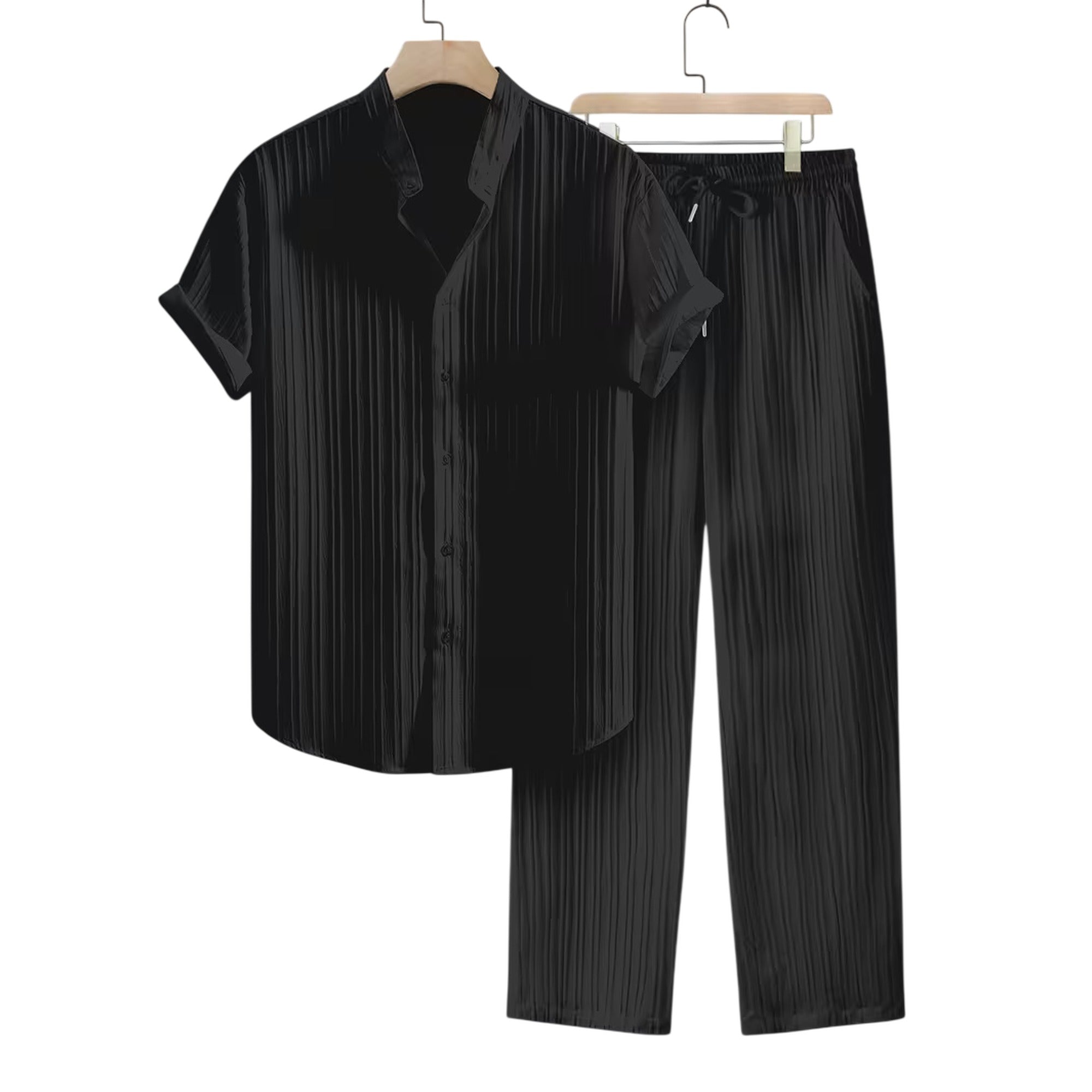 Atelier Rivelle | Ensemble Homme Été Chemise Col Montant Pantalon Cordon Léger