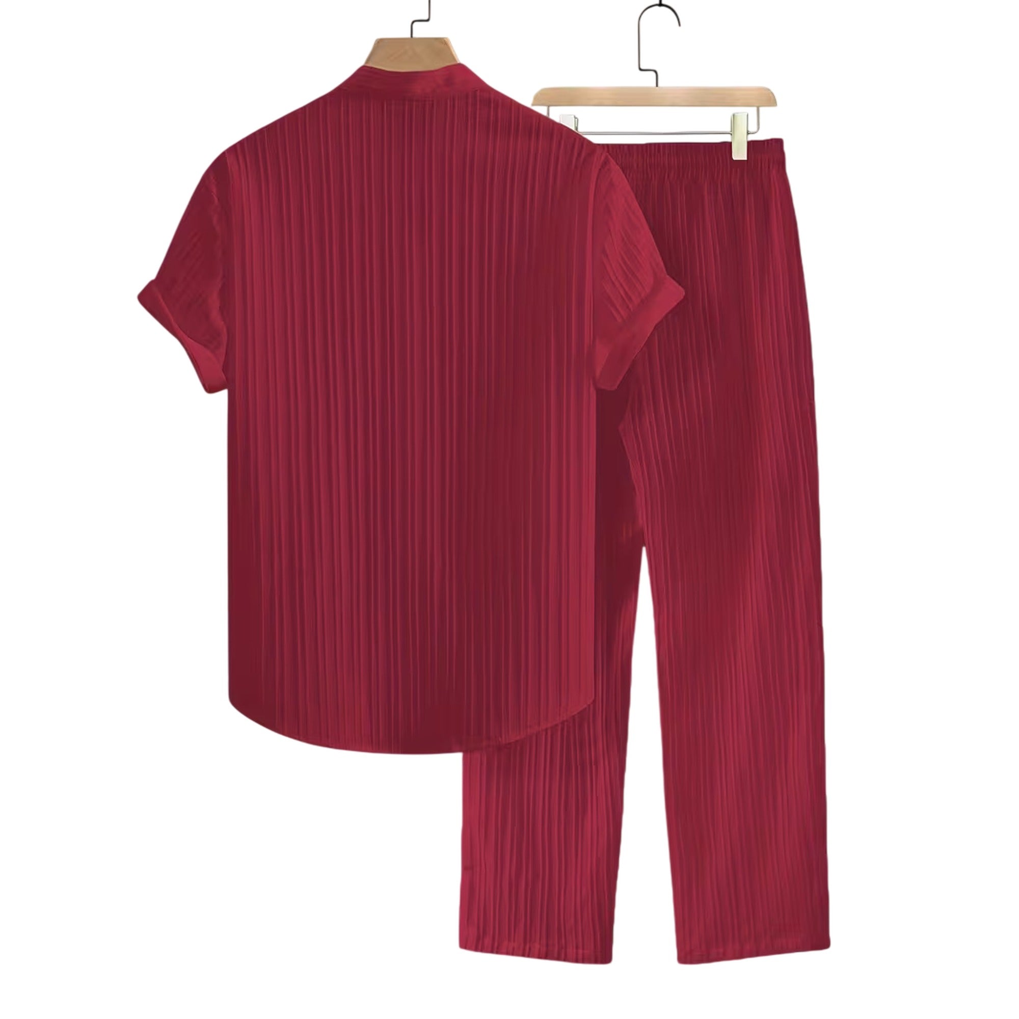 Atelier Rivelle | Ensemble Homme Été Chemise Col Montant Pantalon Cordon Léger