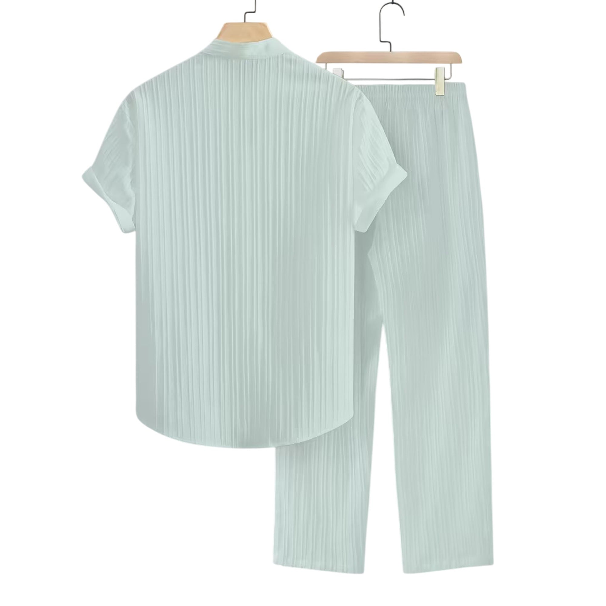 Atelier Rivelle | Ensemble Homme Été Chemise Col Montant Pantalon Cordon Léger