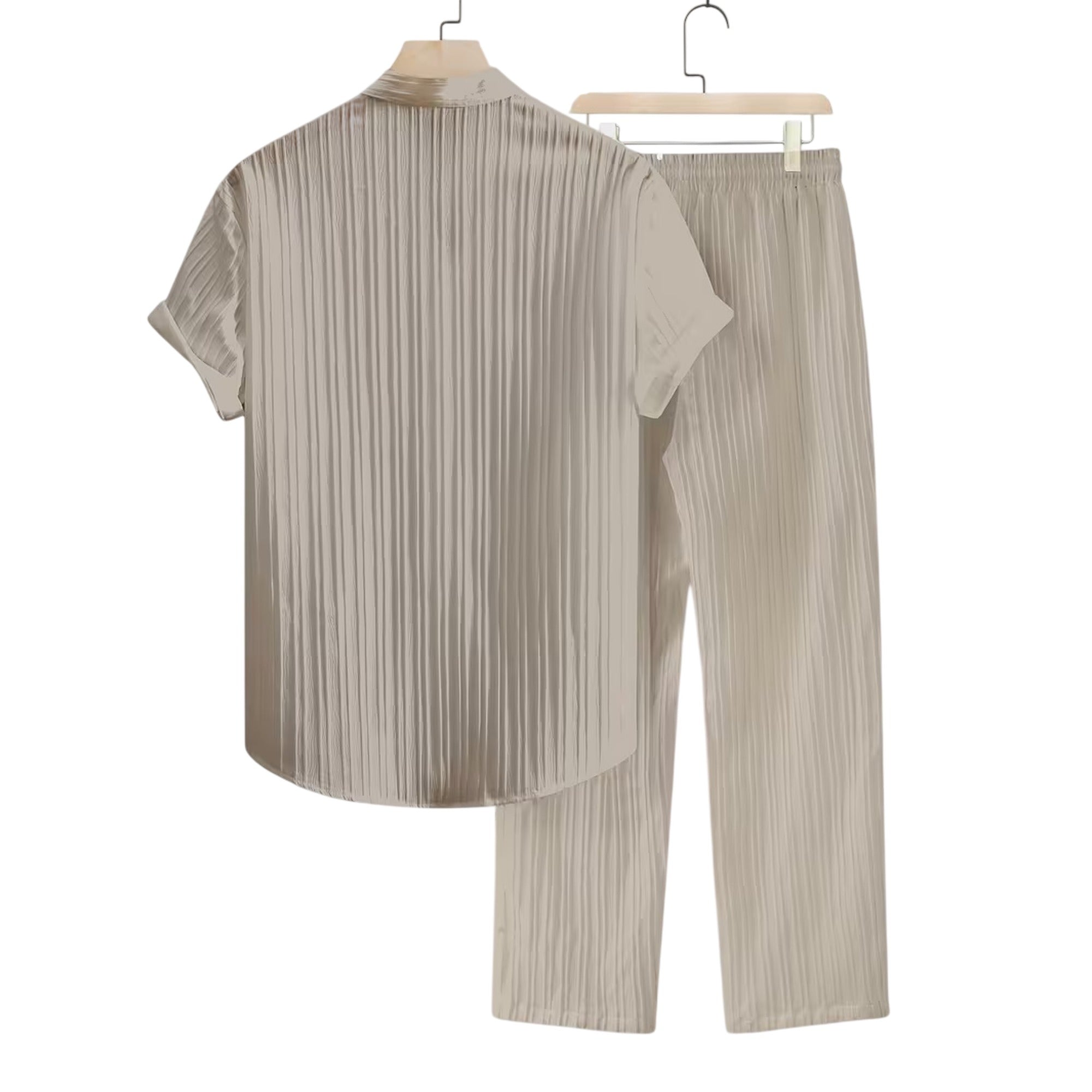 Atelier Rivelle | Ensemble Homme Été Chemise Col Montant Pantalon Cordon Léger
