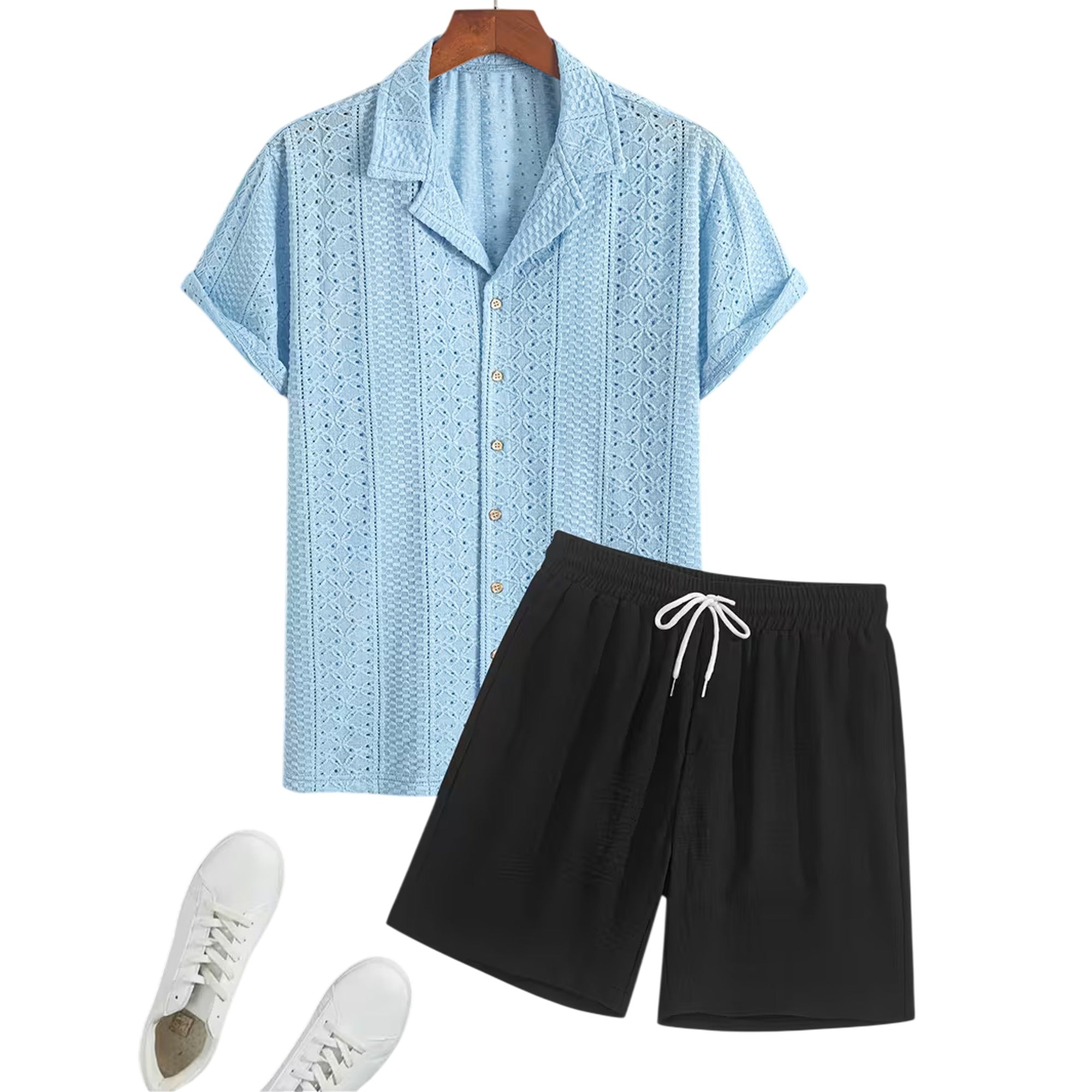 Atelier Rivelle | Ensemble Lin Homme Été Chemise Col Cubain Short Décontracté