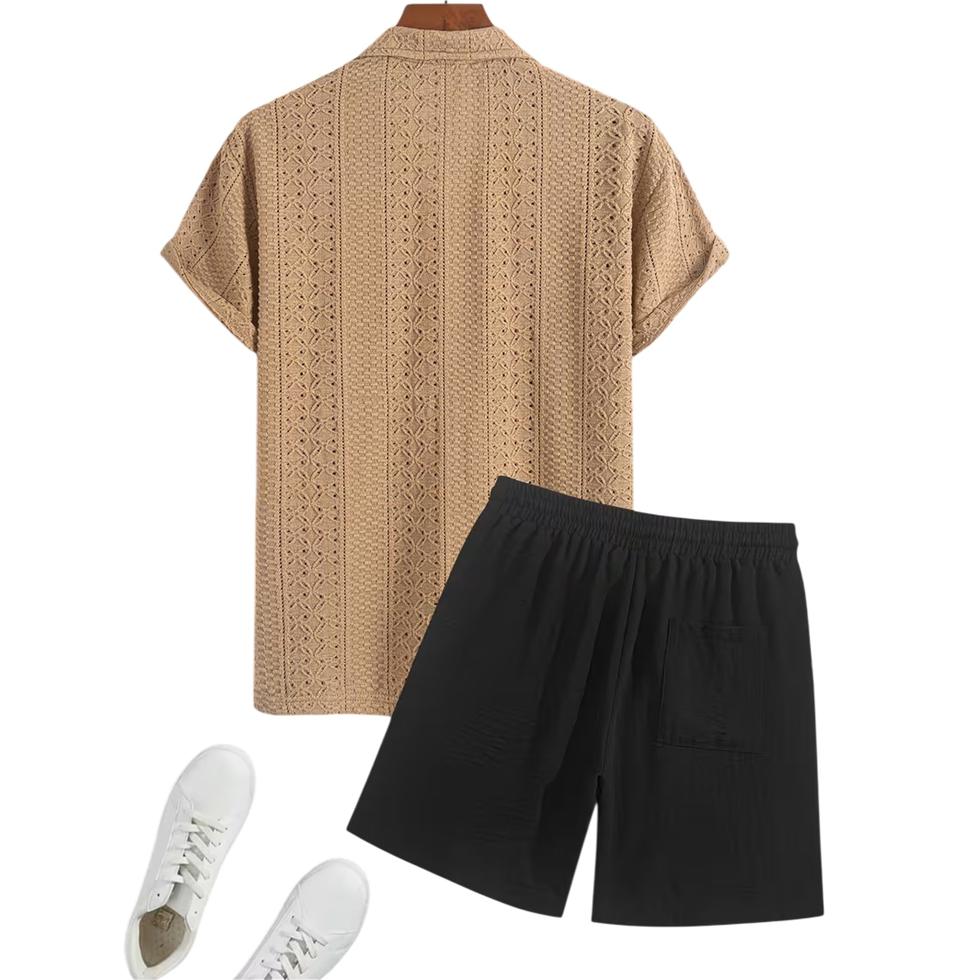 Atelier Rivelle | Ensemble Lin Homme Été Chemise Col Cubain Short Décontracté