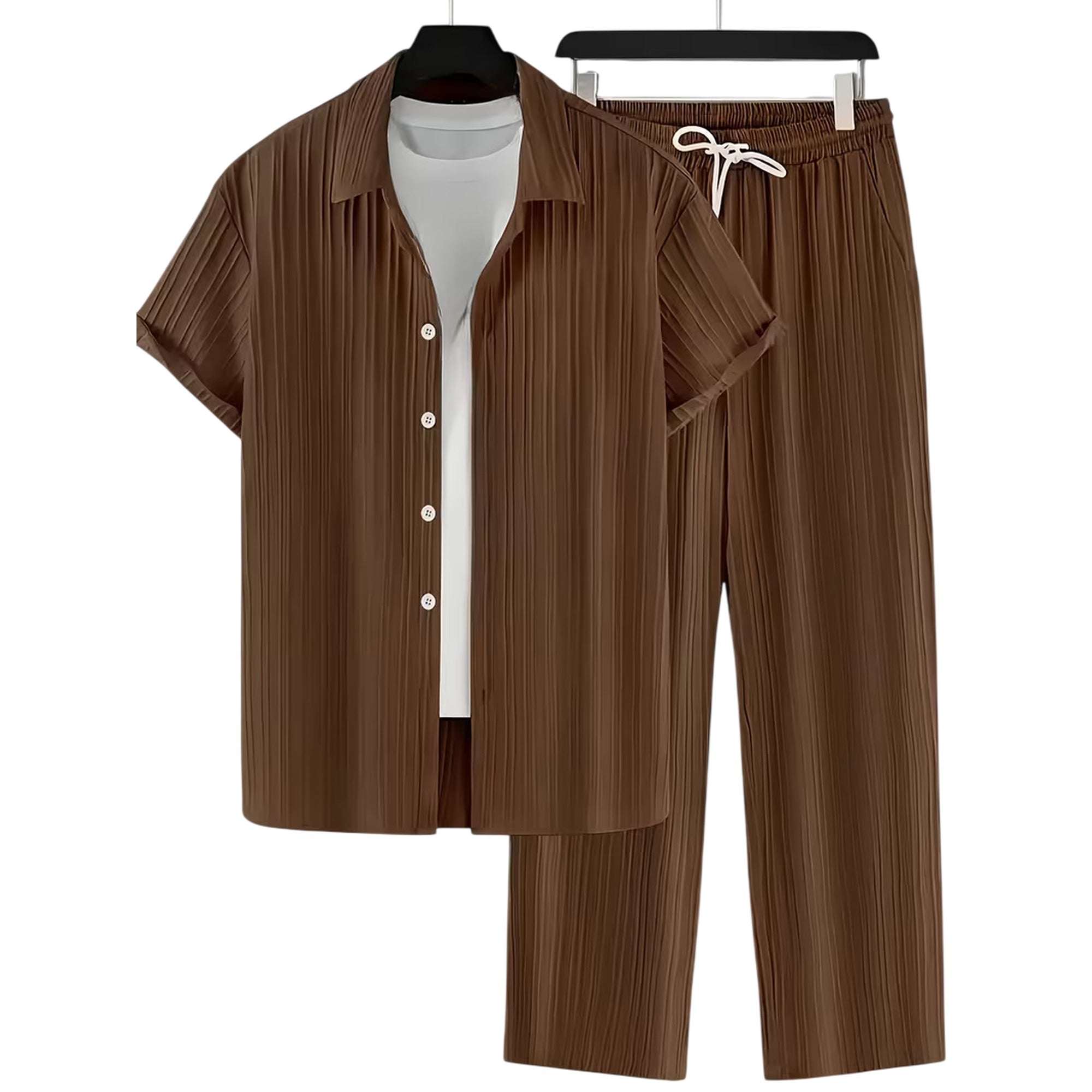 Atelier Rivelle | Ensemble Lin Homme Été Chemise Pantalon Rayé Décontracté