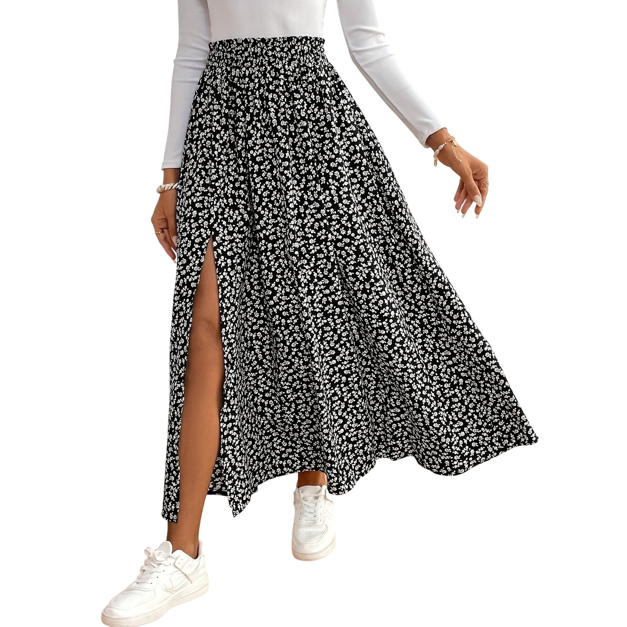 Atelier Rivelle | Jupe Longue Femme Florale Élégante Fente Été
