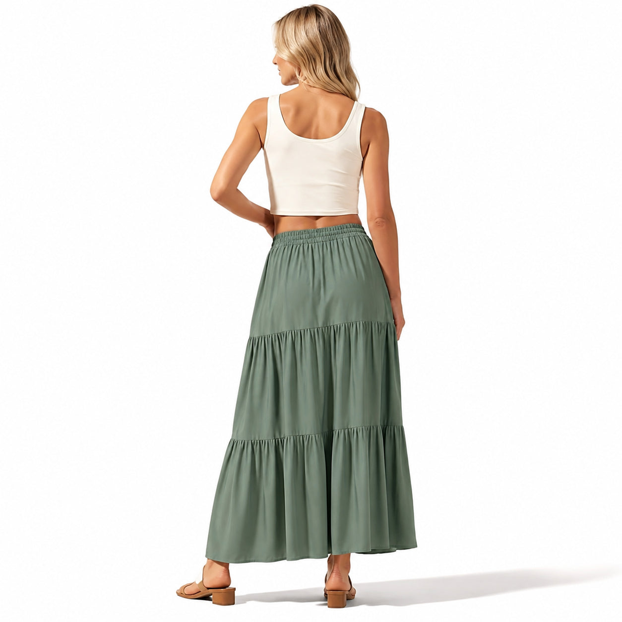Atelier Rivelle | Jupe Longue Plissée Femme Été Fluide Taille Haute Ceinture