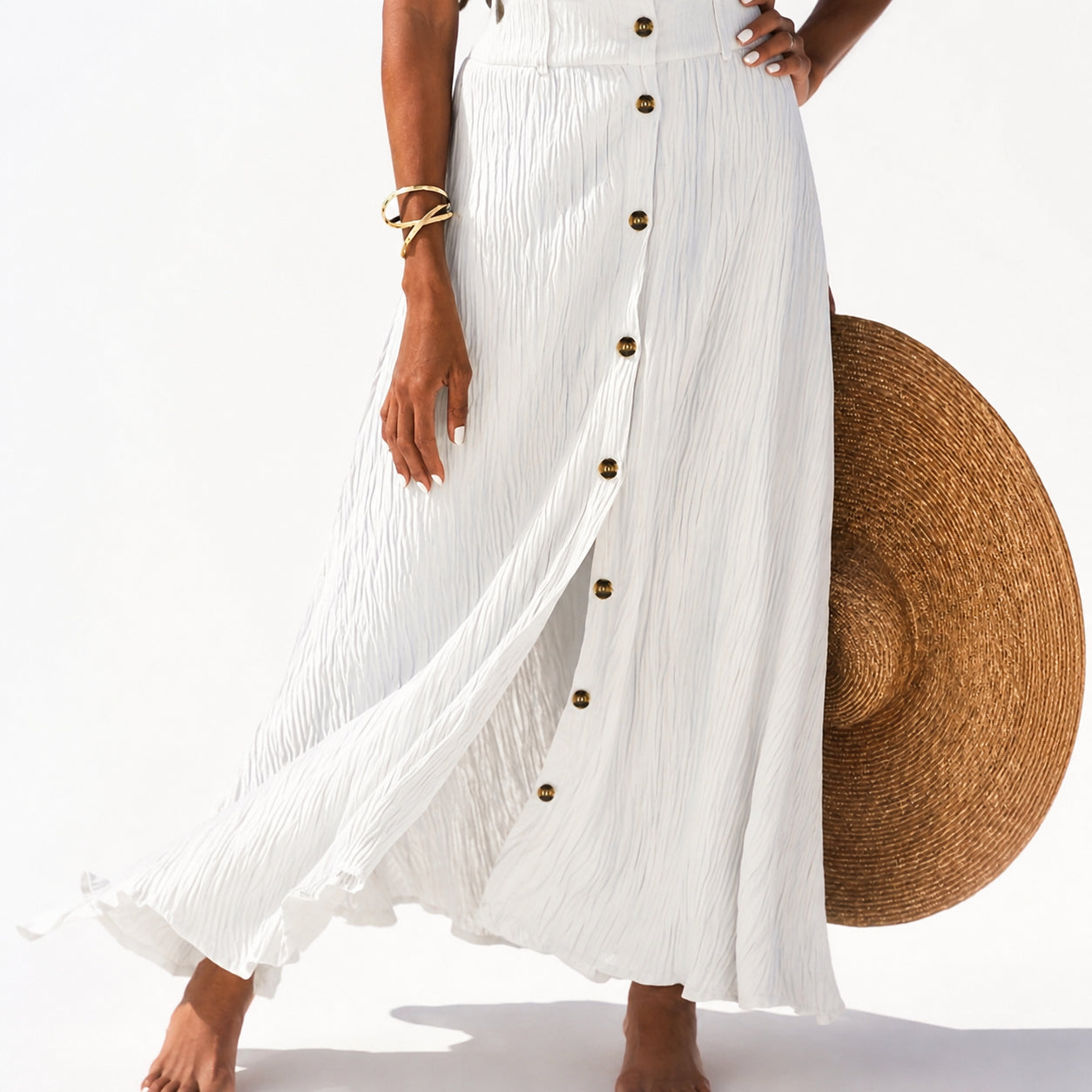 Atelier Rivelle | Jupe Midi Femme Trapèze Fente Élégante Taille Élastique