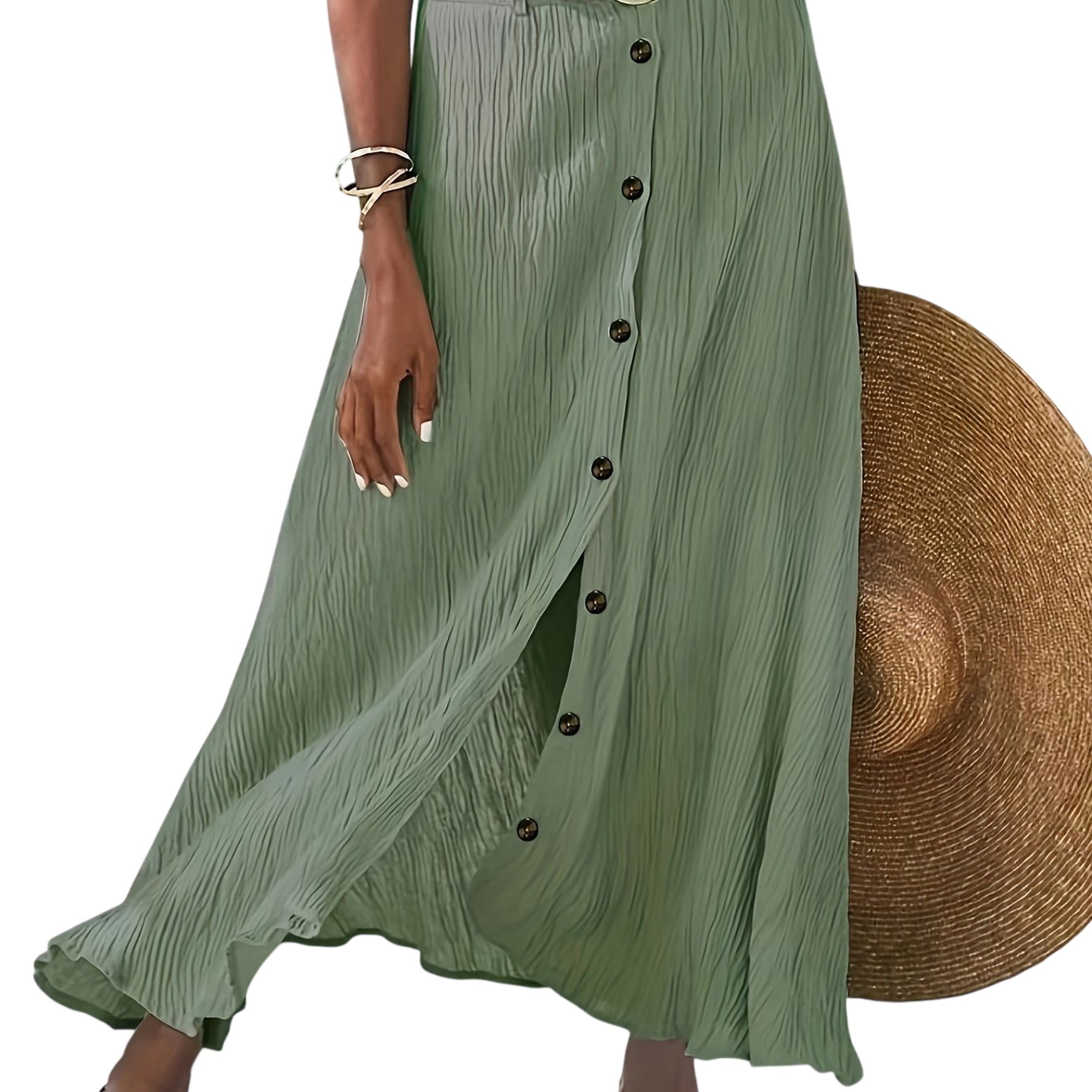 Atelier Rivelle | Jupe Midi Femme Trapèze Fente Élégante Taille Élastique