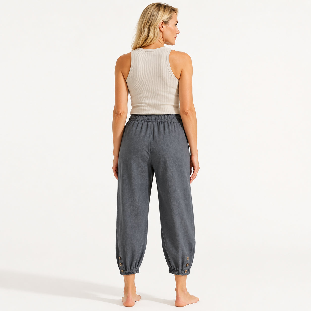 Atelier Rivelle | Pantalon Capri Femme Été Ample Léger Taille Coulissante