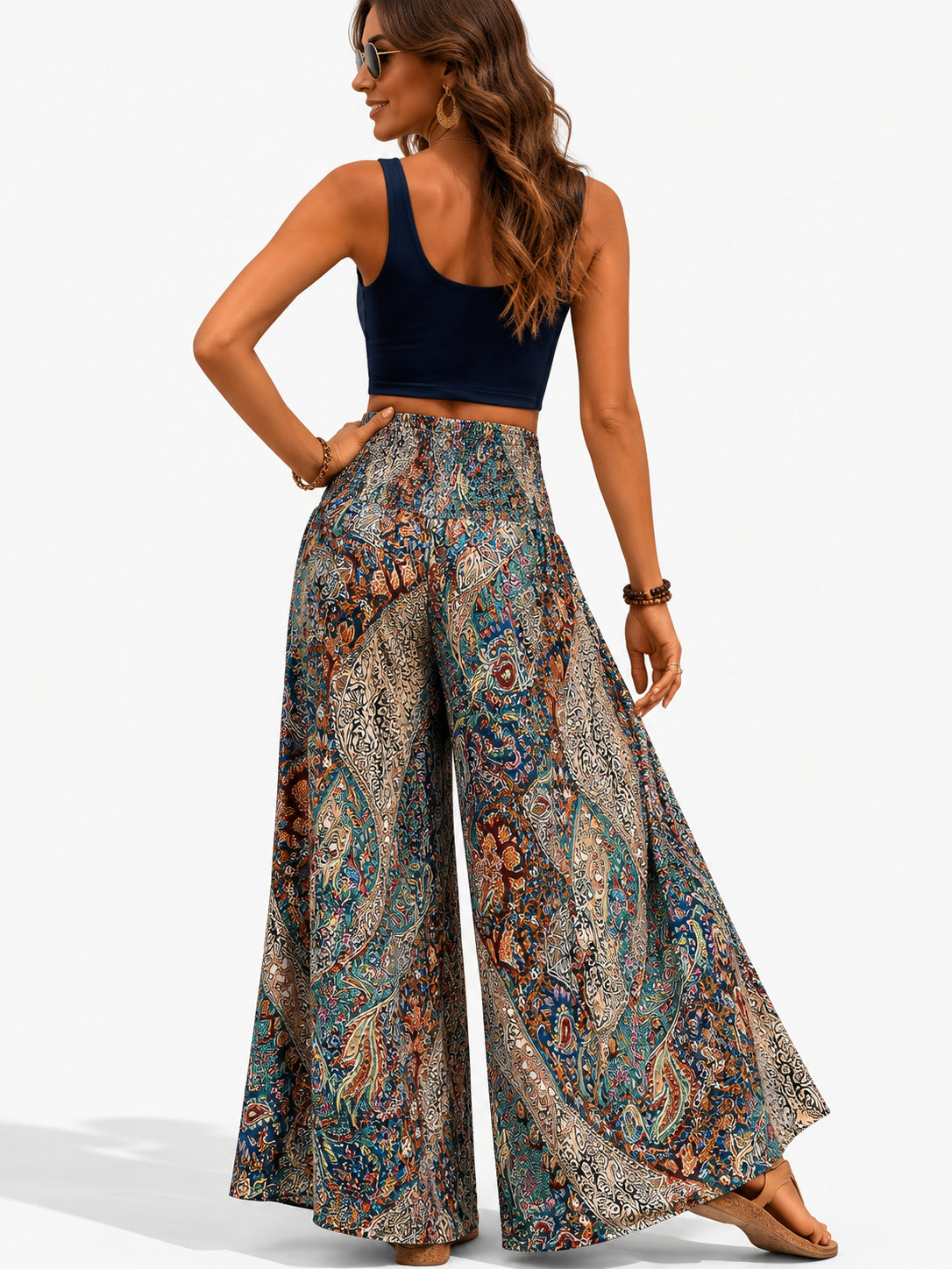 Atelier Rivelle | Pantalon Femme Bohème Taille Haute Élastique Fluide