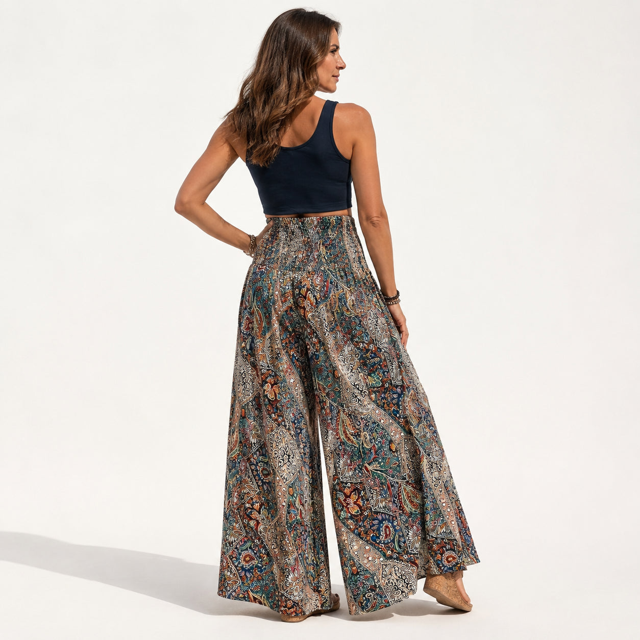 Atelier Rivelle | Pantalon Femme Bohème Taille Haute Élastique Fluide