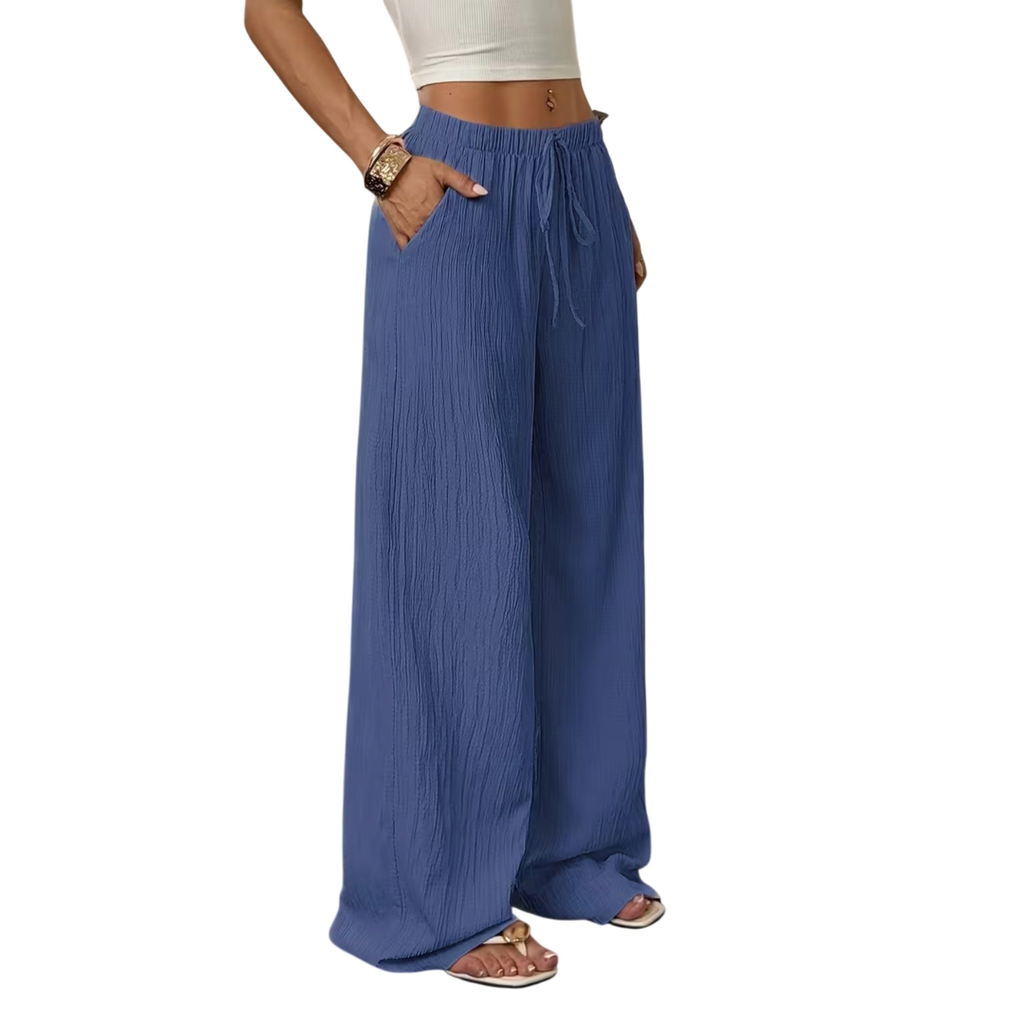 Atelier Rivelle | Pantalon Large Femme Été Fluide Élégant Uni