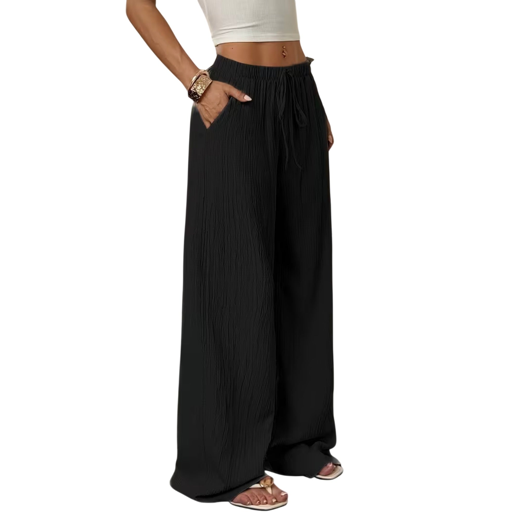 Atelier Rivelle | Pantalon Large Femme Été Fluide Élégant Uni