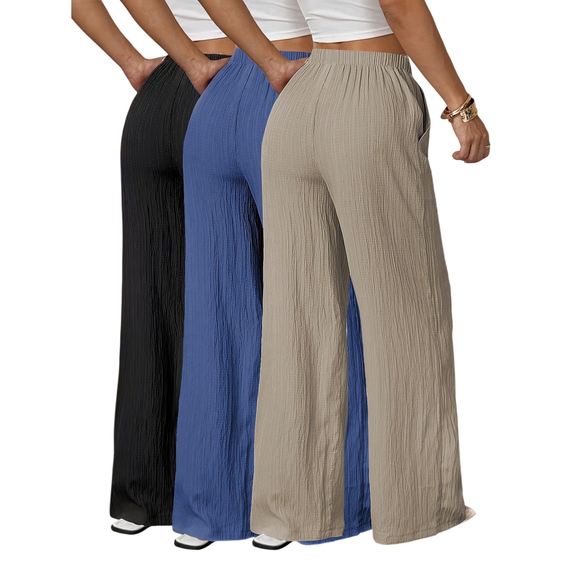 Atelier Rivelle | Pantalon Large Femme Été Fluide Élégant Uni
