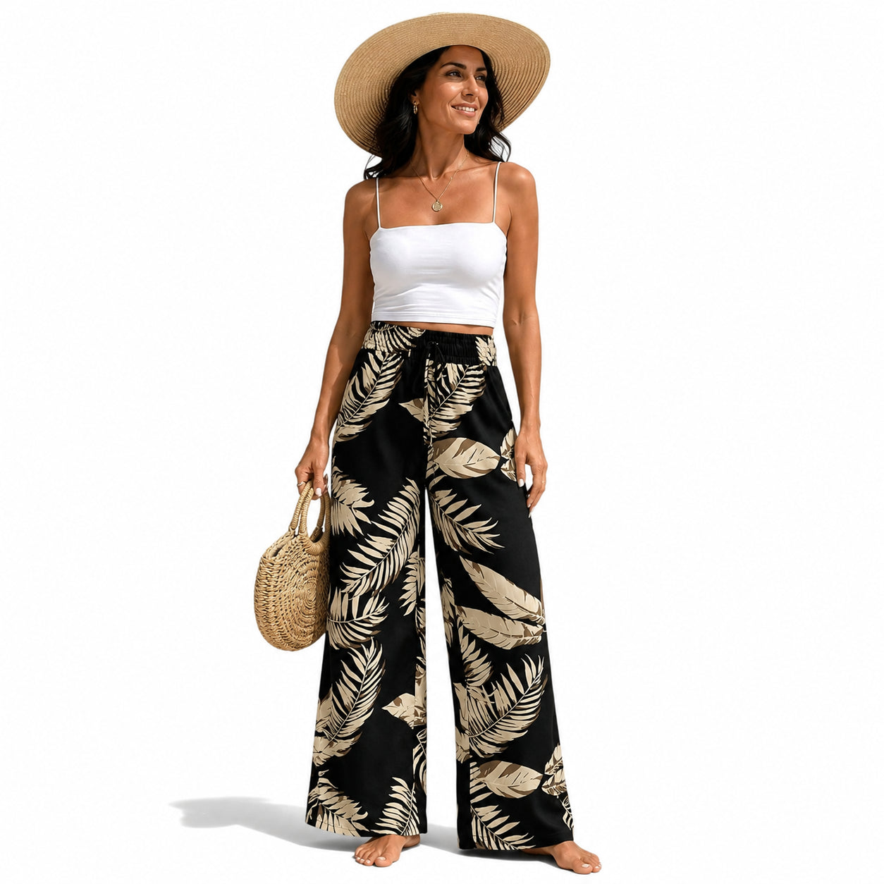 Atelier Rivelle | Pantalon Large Femme Fluide Imprimé Floral Chic