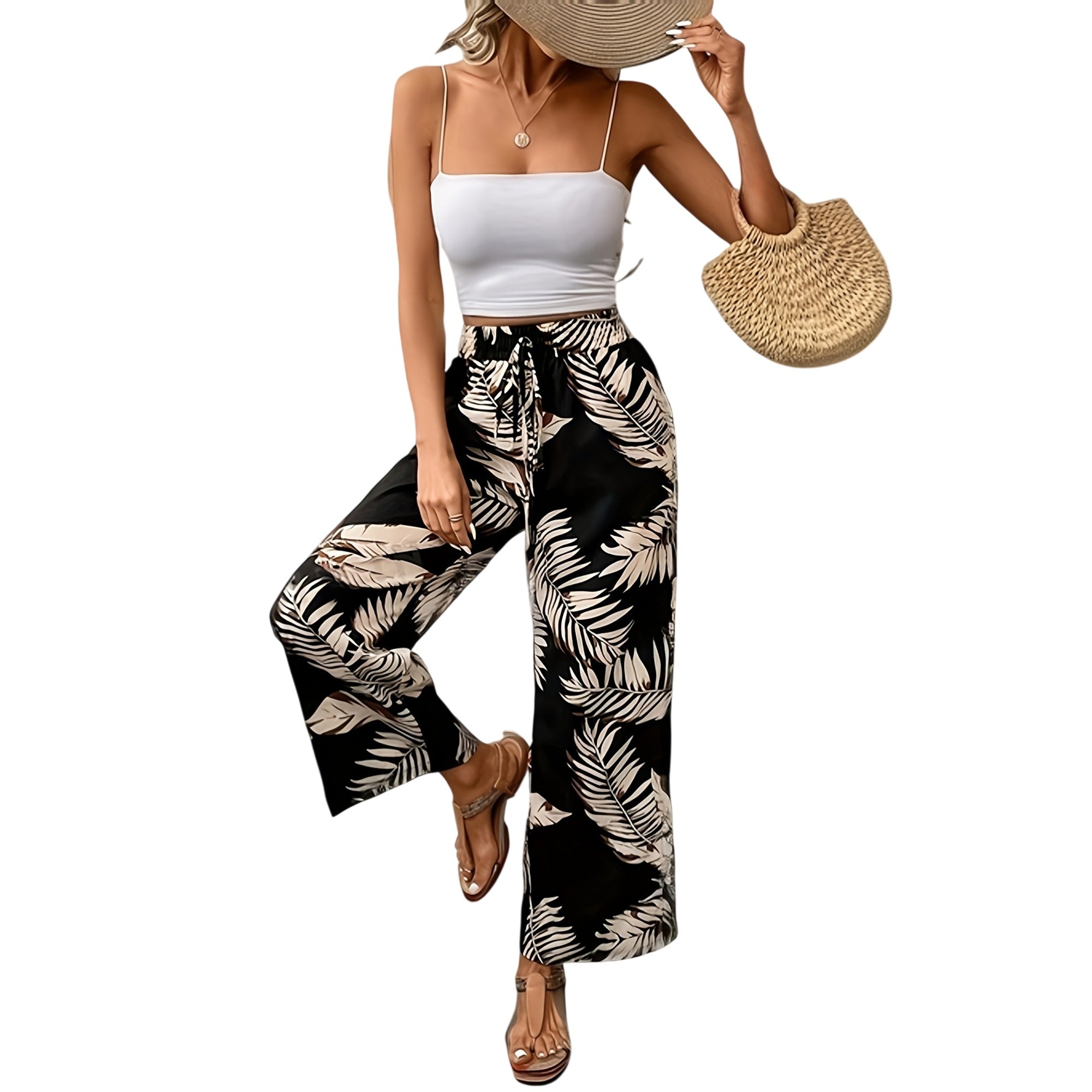 Atelier Rivelle | Pantalon Large Femme Fluide Imprimé Floral Chic