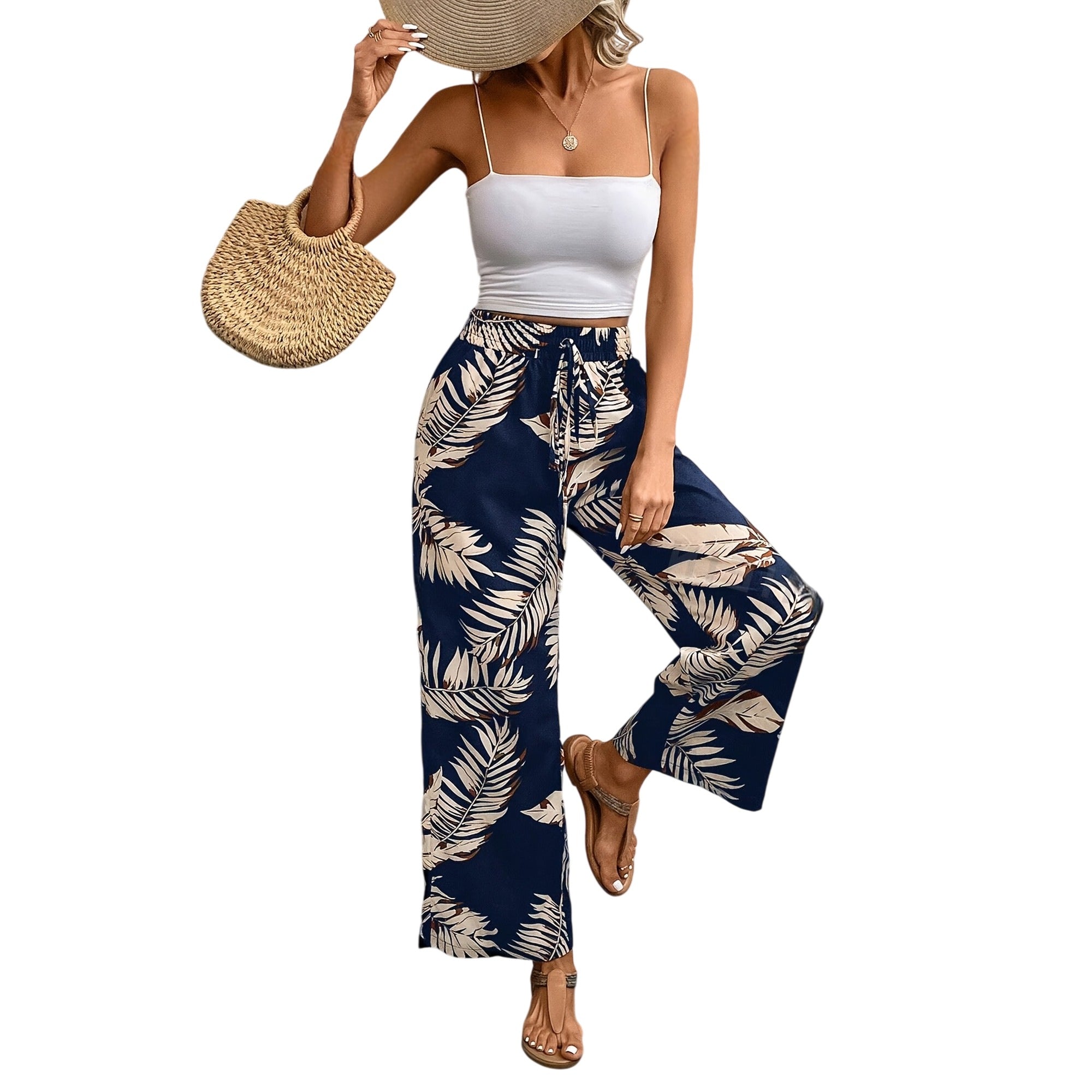 Atelier Rivelle | Pantalon Large Femme Fluide Imprimé Floral Chic