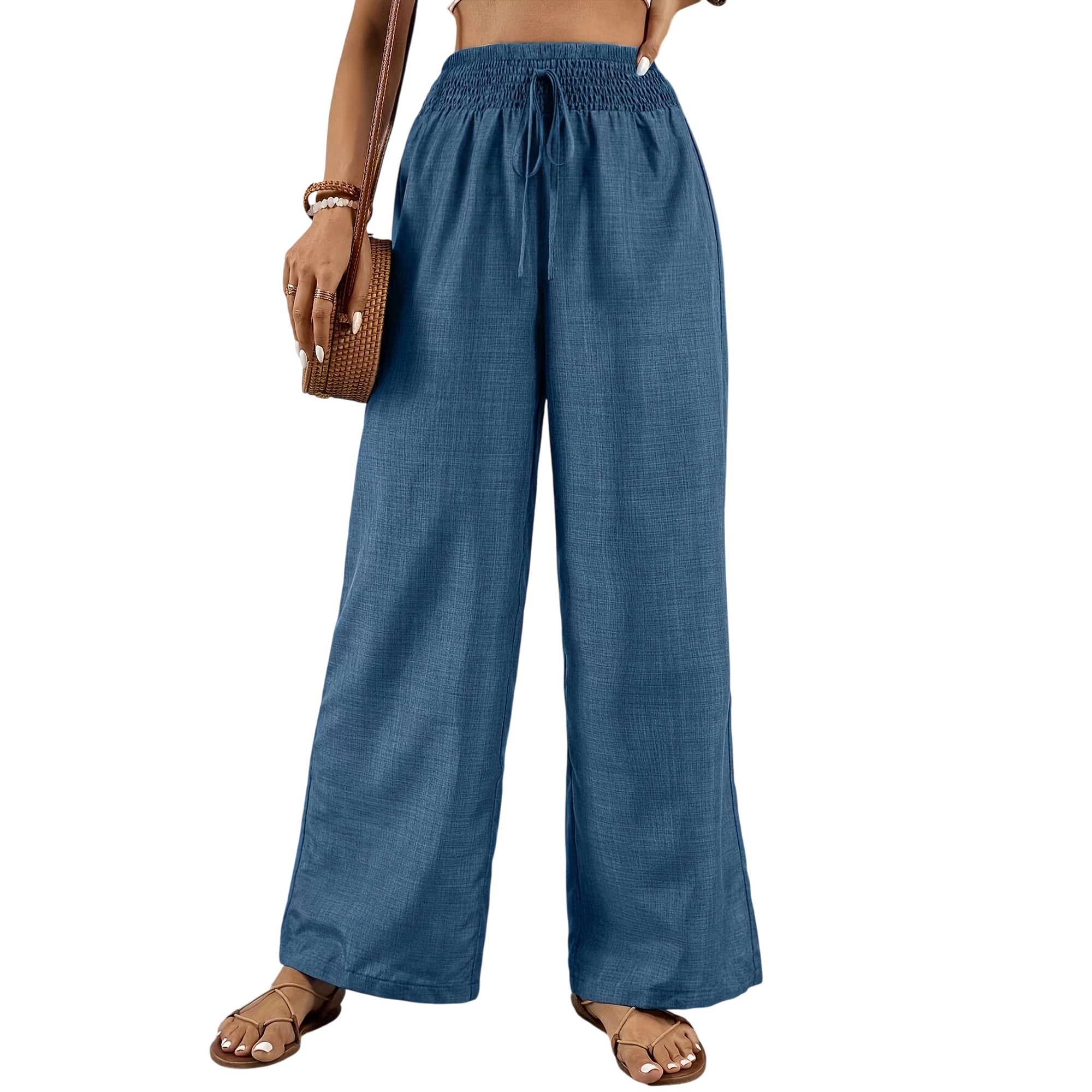 Atelier Rivelle | Pantalon Large Femme Fluide Taille Froncée Élégant Confort