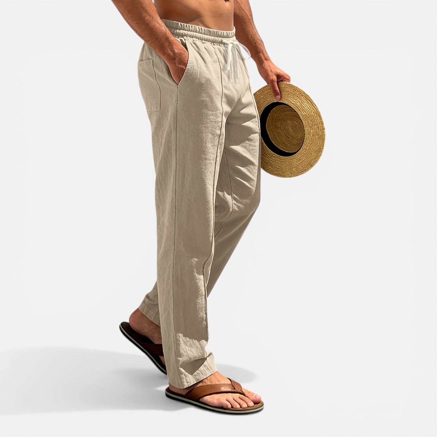 Atelier Rivelle | Pantalon Lin Homme Été Léger Respirant Vacances Plage