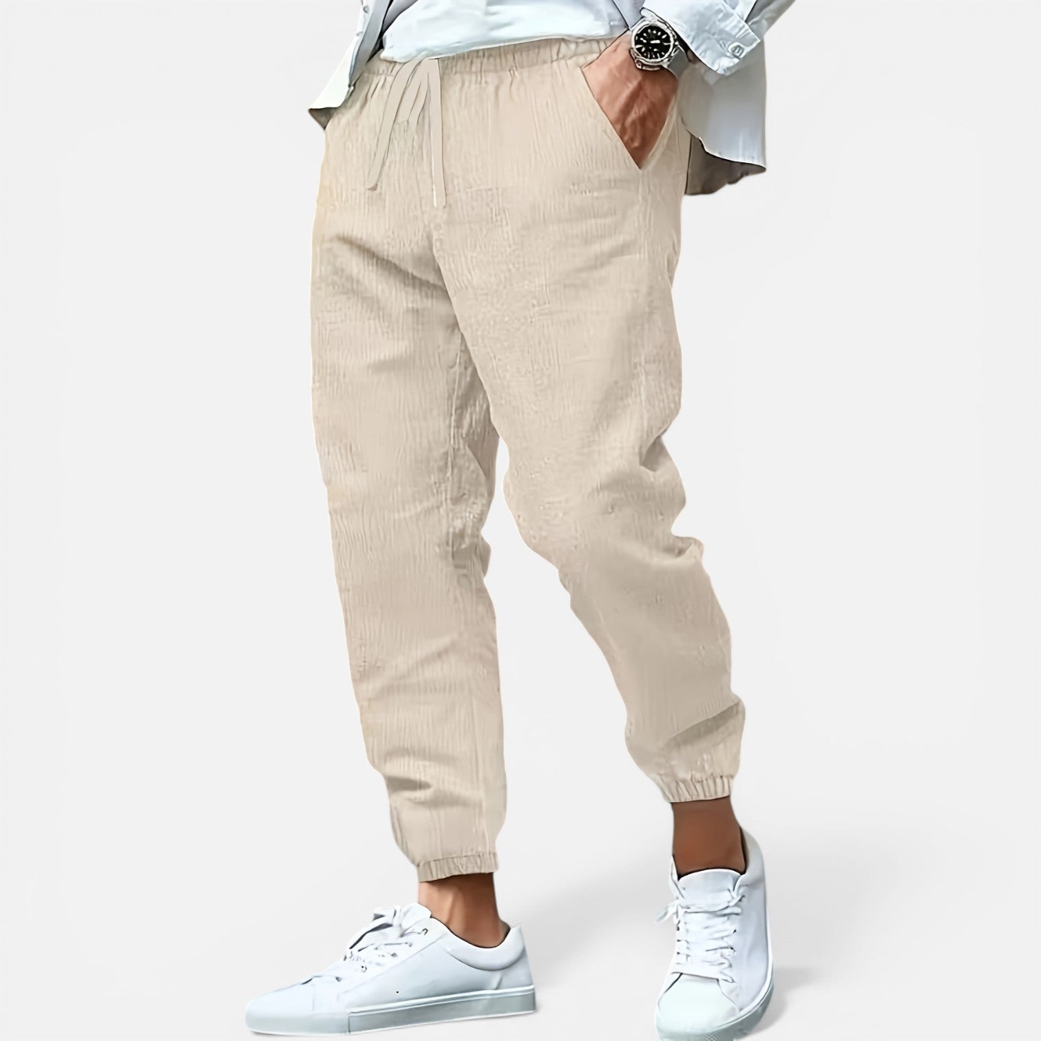 Atelier Rivelle | Pantalon Lin Homme Léger Été Confort Taille Élastique Plage