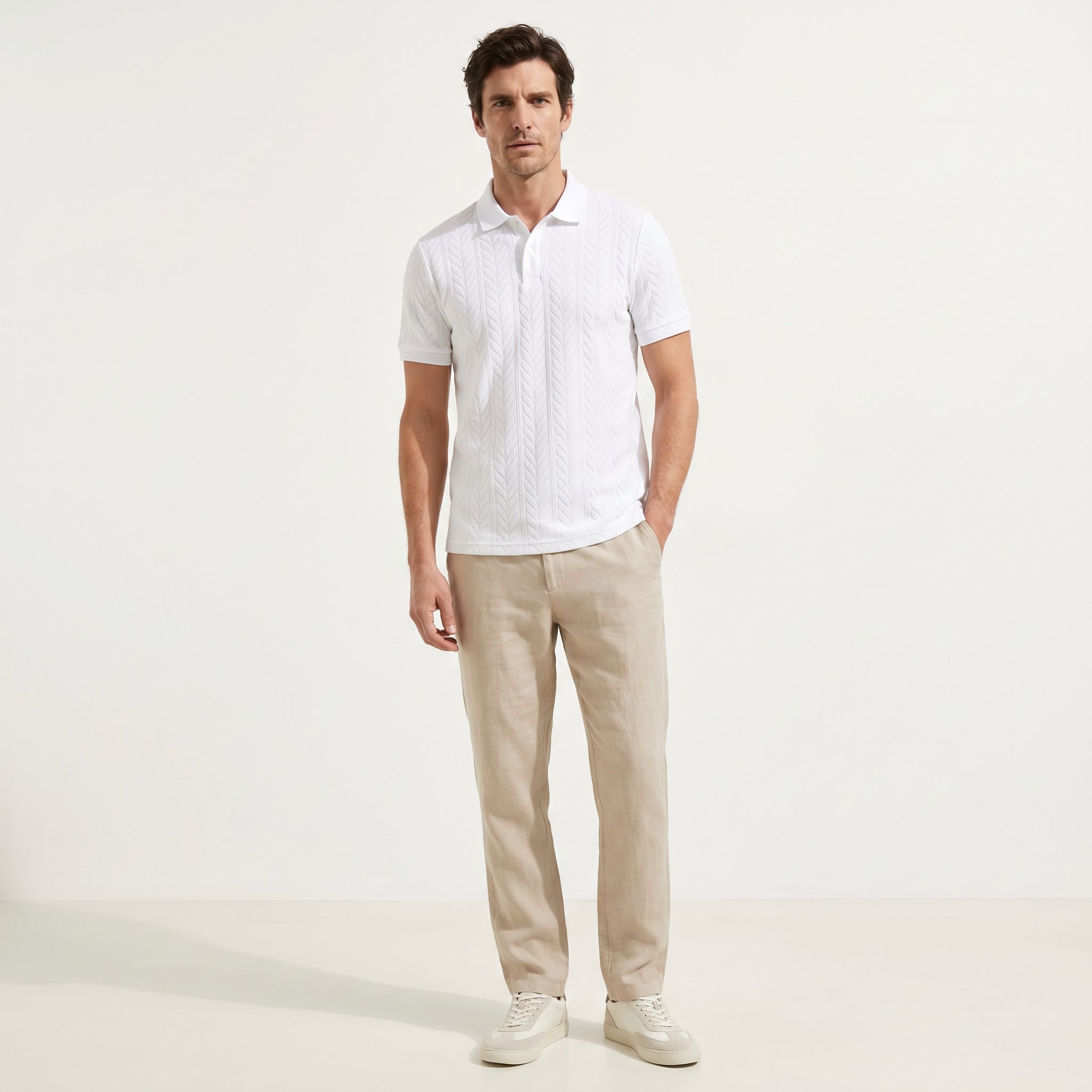 Atelier Rivelle | Polo Homme Été Jacquard Classique Manches Courtes Chic