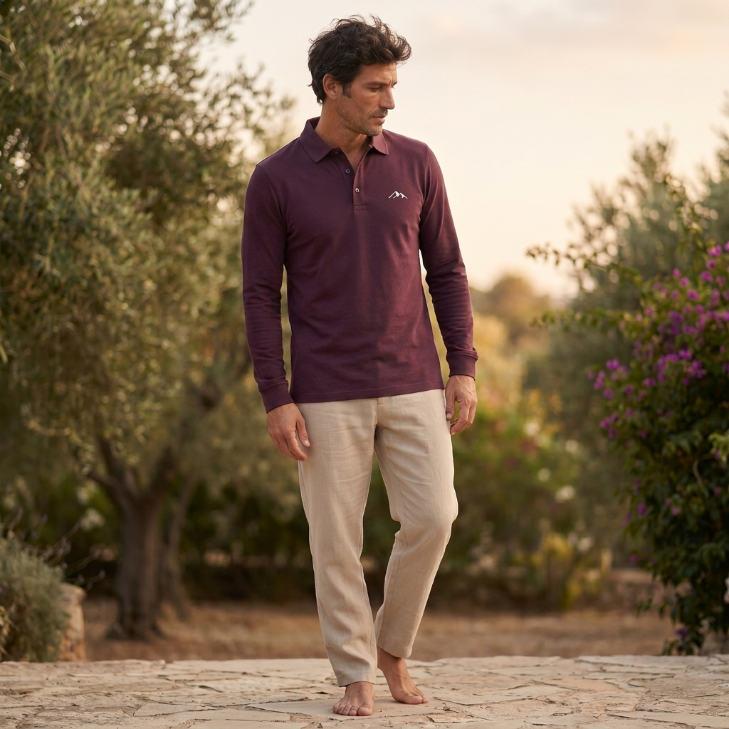 Atelier Rivelle | Polo Homme Hiver Élégant Manches Longues Imprimé