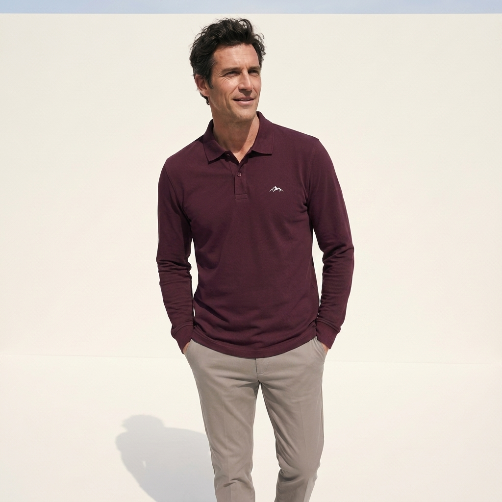 Atelier Rivelle | Polo Homme Hiver Élégant Manches Longues Imprimé