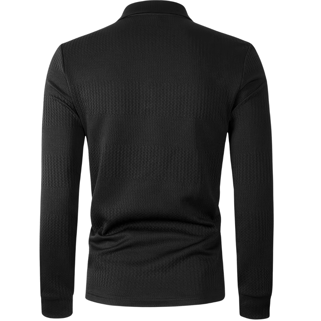 Atelier Rivelle | Polo Homme Jacquard Tissé Manches Longues Élégant Décontracté