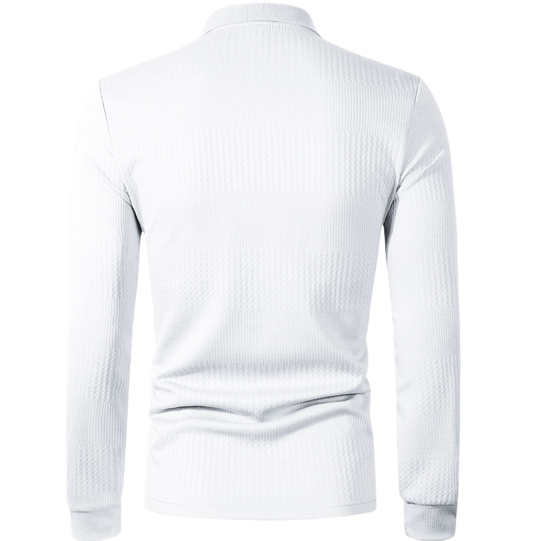 Atelier Rivelle | Polo Homme Jacquard Tissé Manches Longues Élégant Décontracté