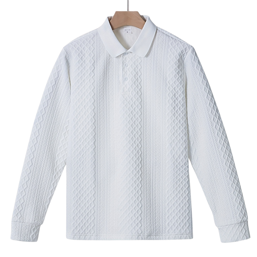Atelier Rivelle | Polo Homme Manches Longues Jacquard Élégant Décontracté