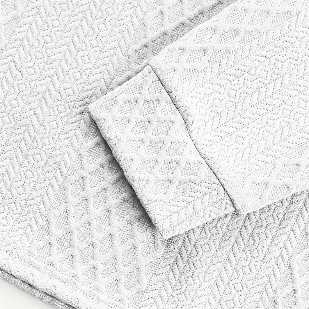 Atelier Rivelle | Polo Homme Manches Longues Jacquard Élégant Décontracté
