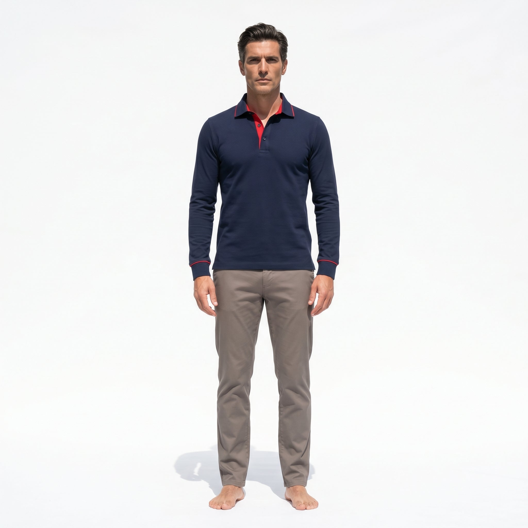 Atelier Rivelle | Polo Maille Homme Manches Longues Tricot Côtelé Élégant
