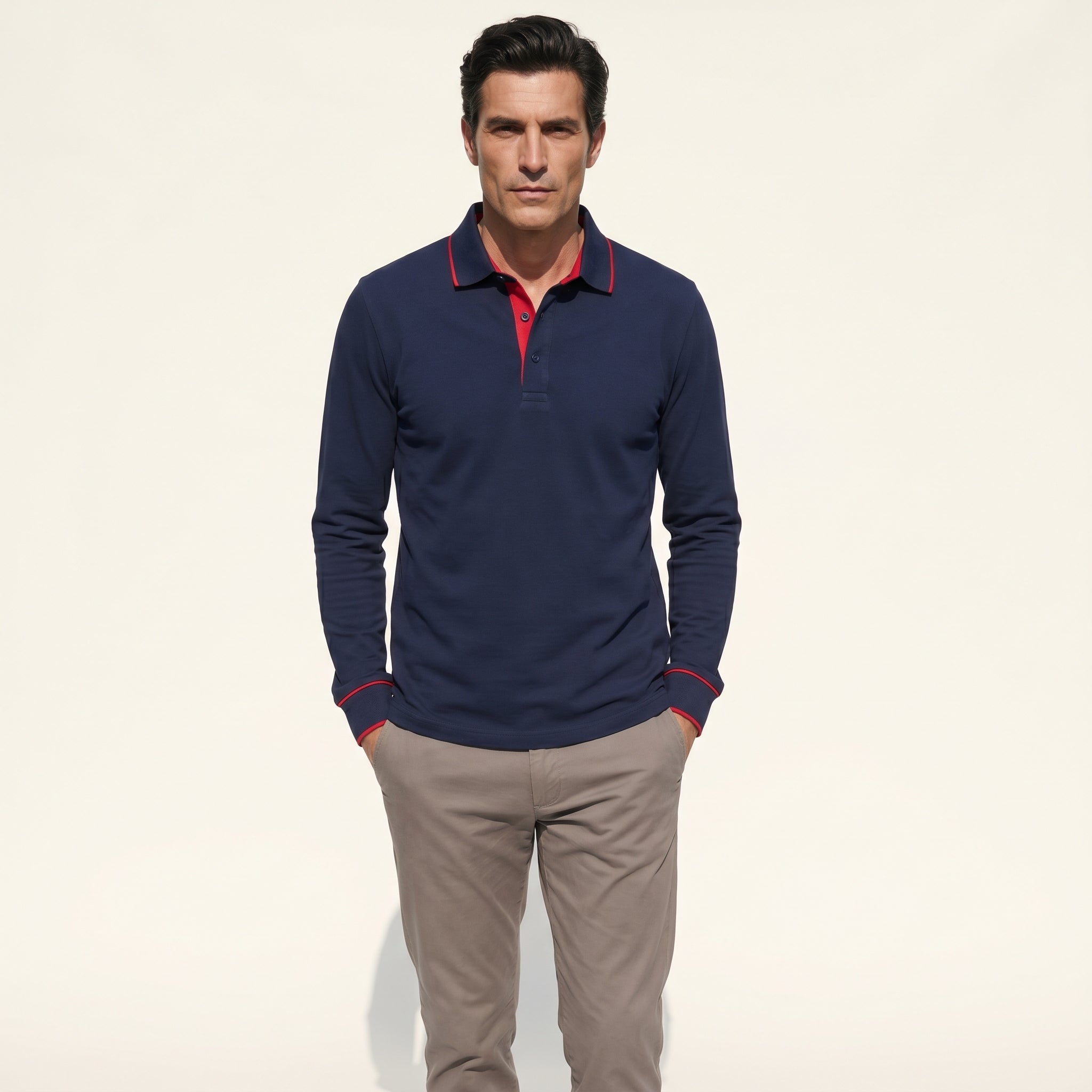 Atelier Rivelle | Polo Maille Homme Manches Longues Tricot Côtelé Élégant