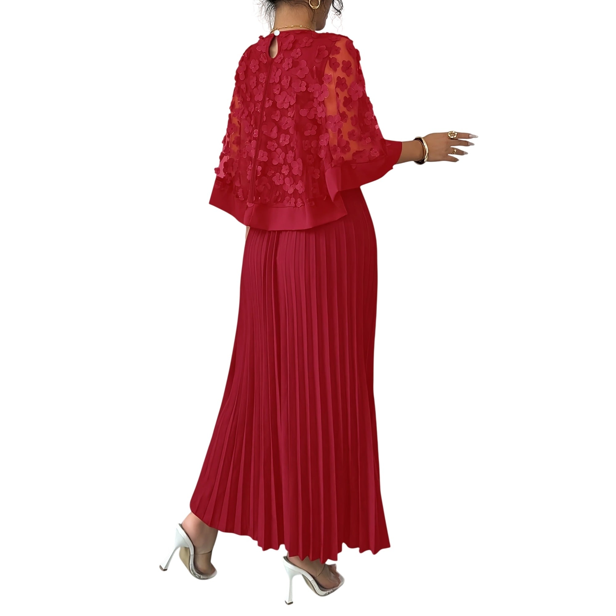 Atelier Rivelle | Robe Femme Élégante Cérémonie Floral 3D Col Rond