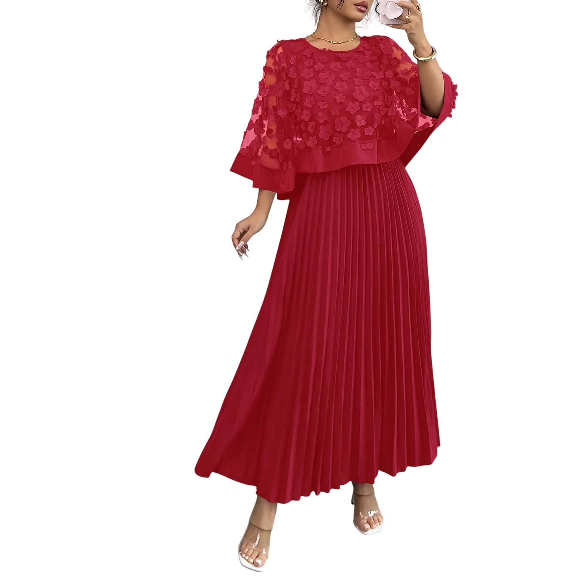 Atelier Rivelle | Robe Femme Élégante Cérémonie Floral 3D Col Rond